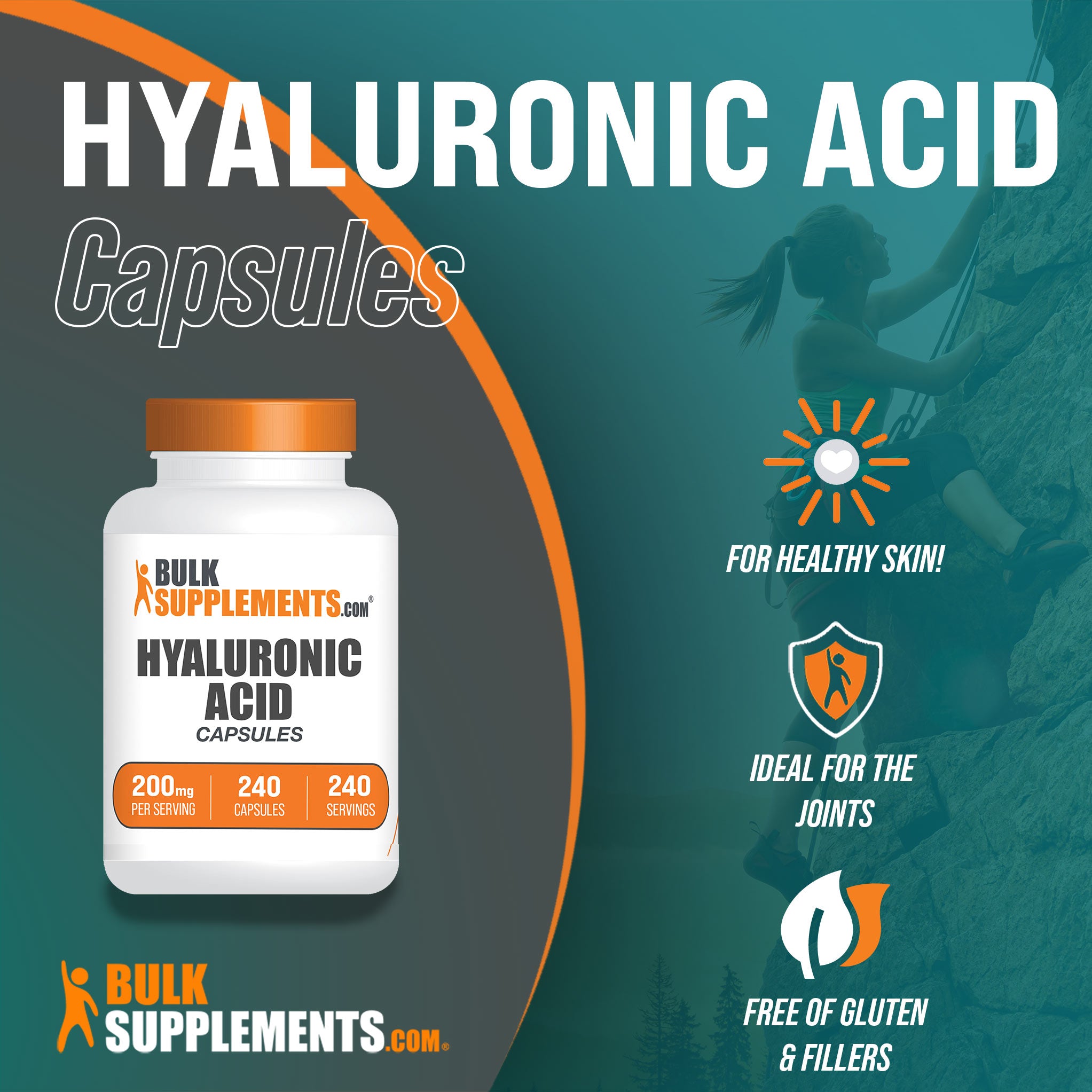 Hyaluronic Acid Capsules 240 ct Main Benefits Image