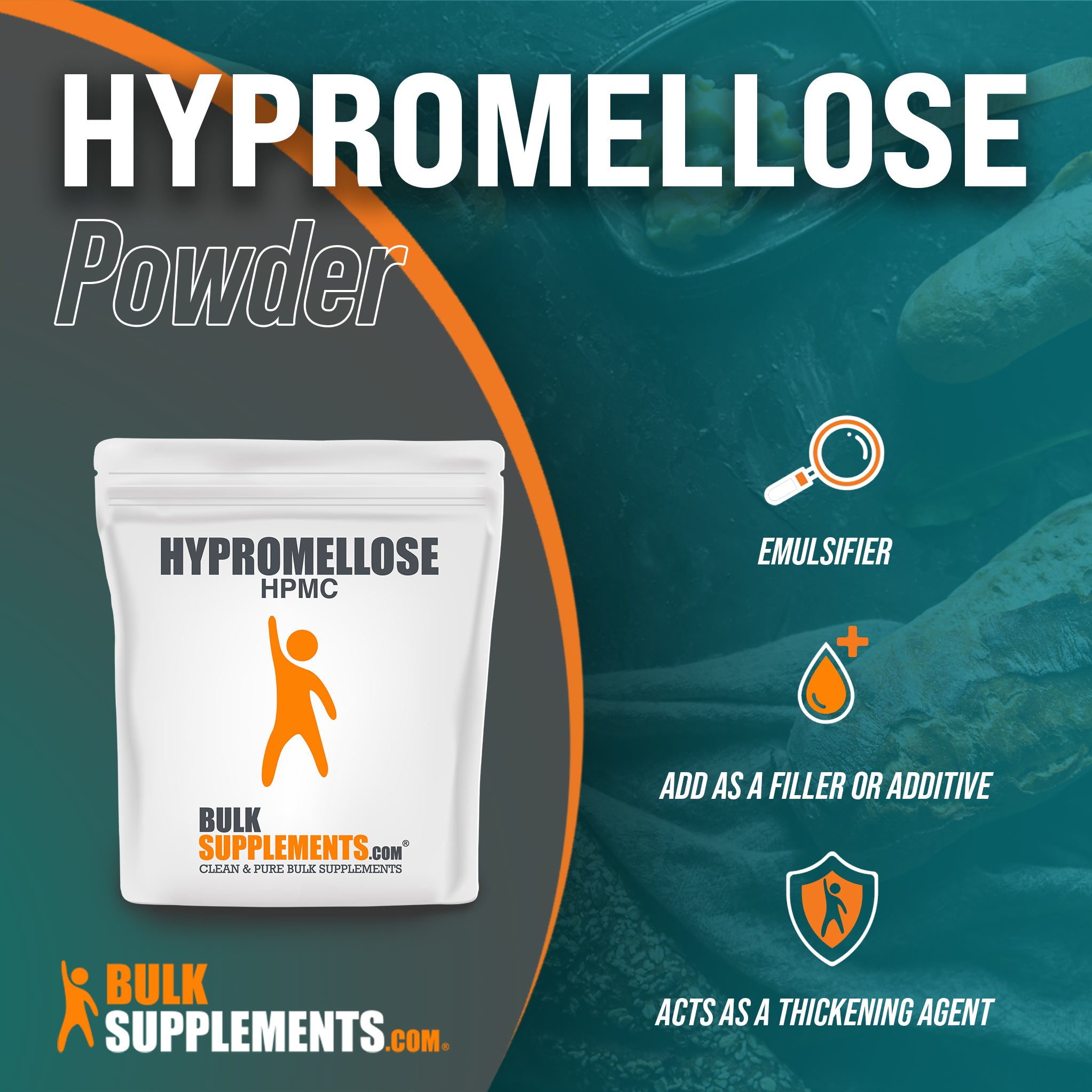 Benefits of Hypromellose Powder; emulsifier, add as a filler or additive, acts as a thickening agent
