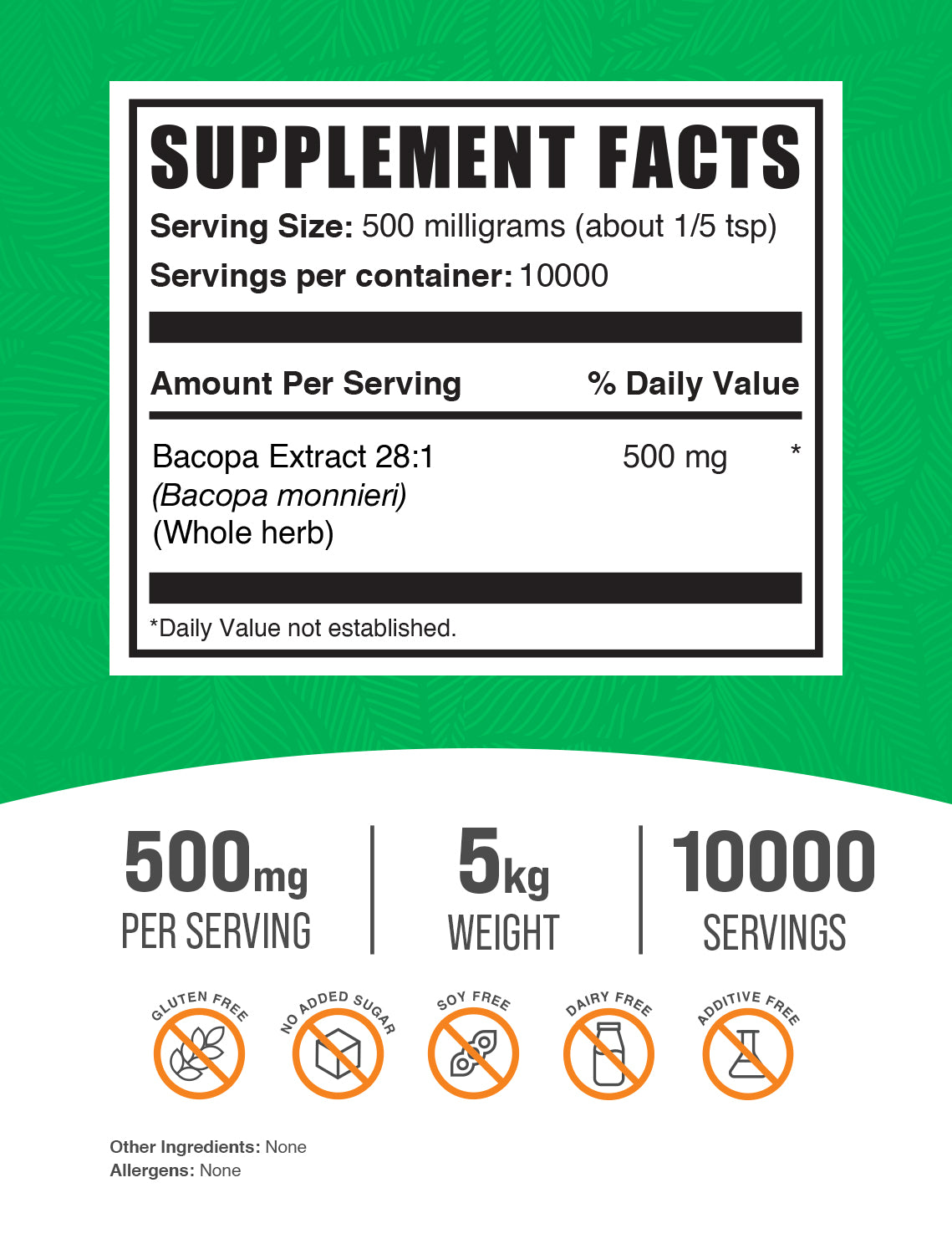 Bacopa Extract 5kg powder label