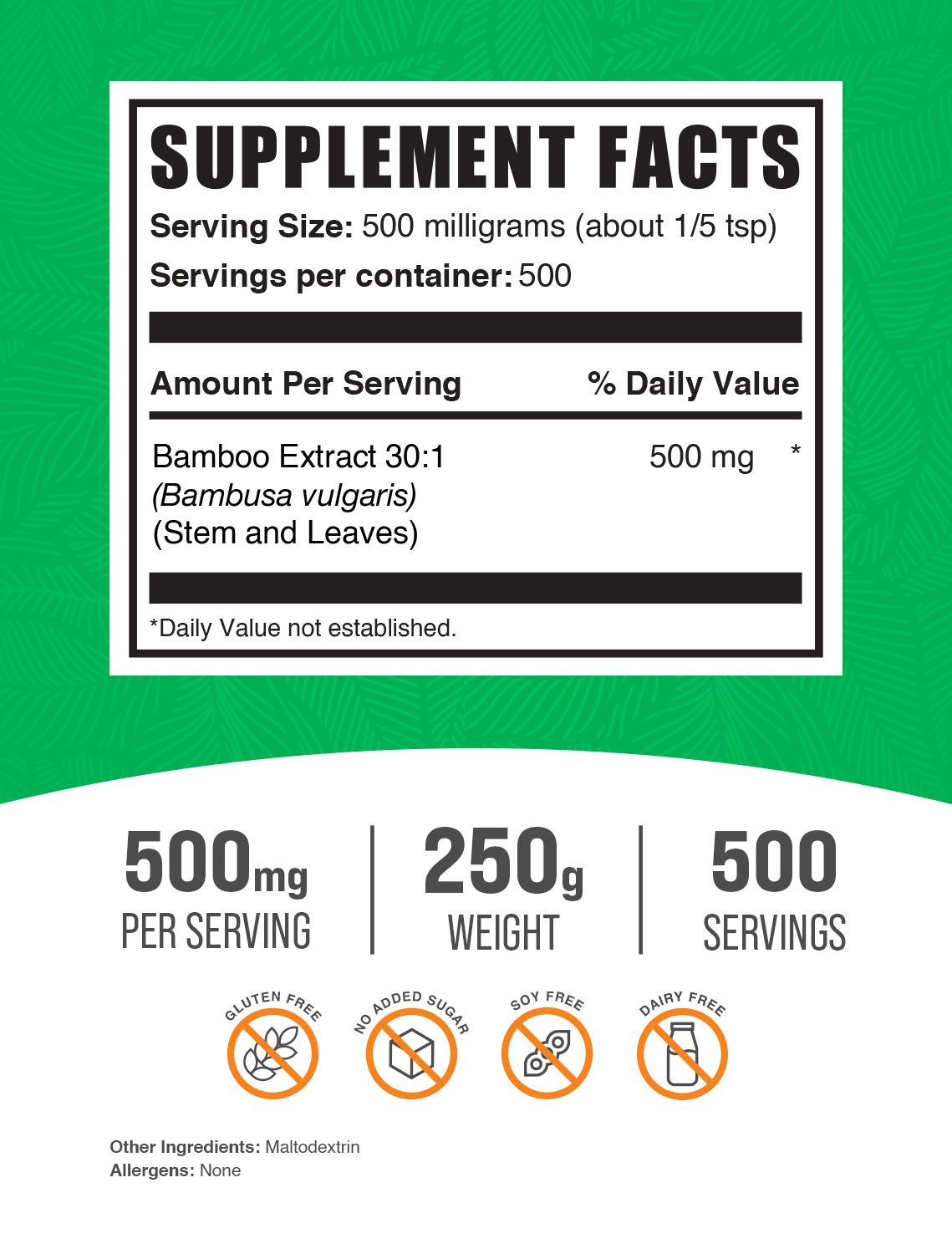 Bamboo Extract 250g label