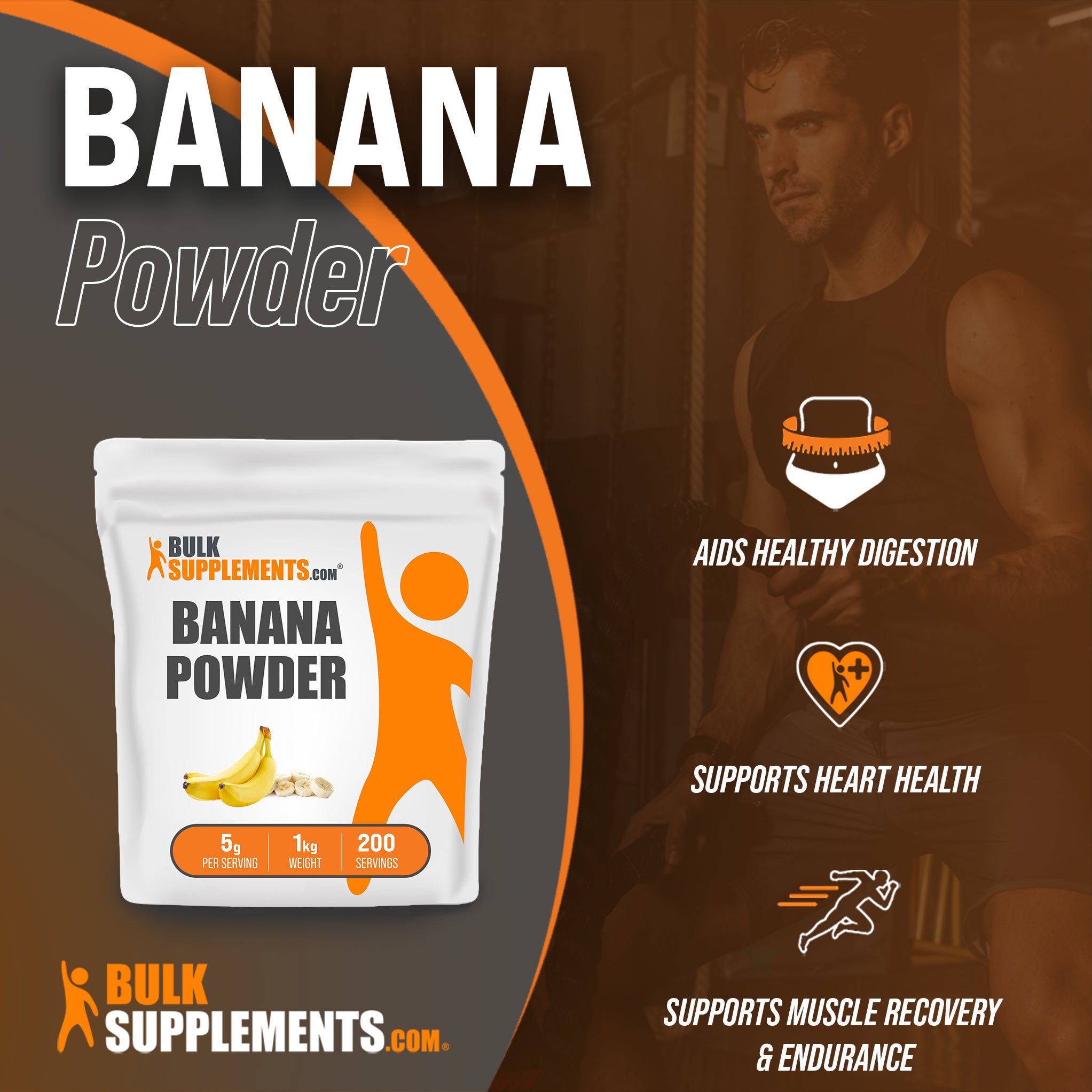 Banana Loose Powder from Bulk Supplements, great for digestion, heart health and muscle recovery