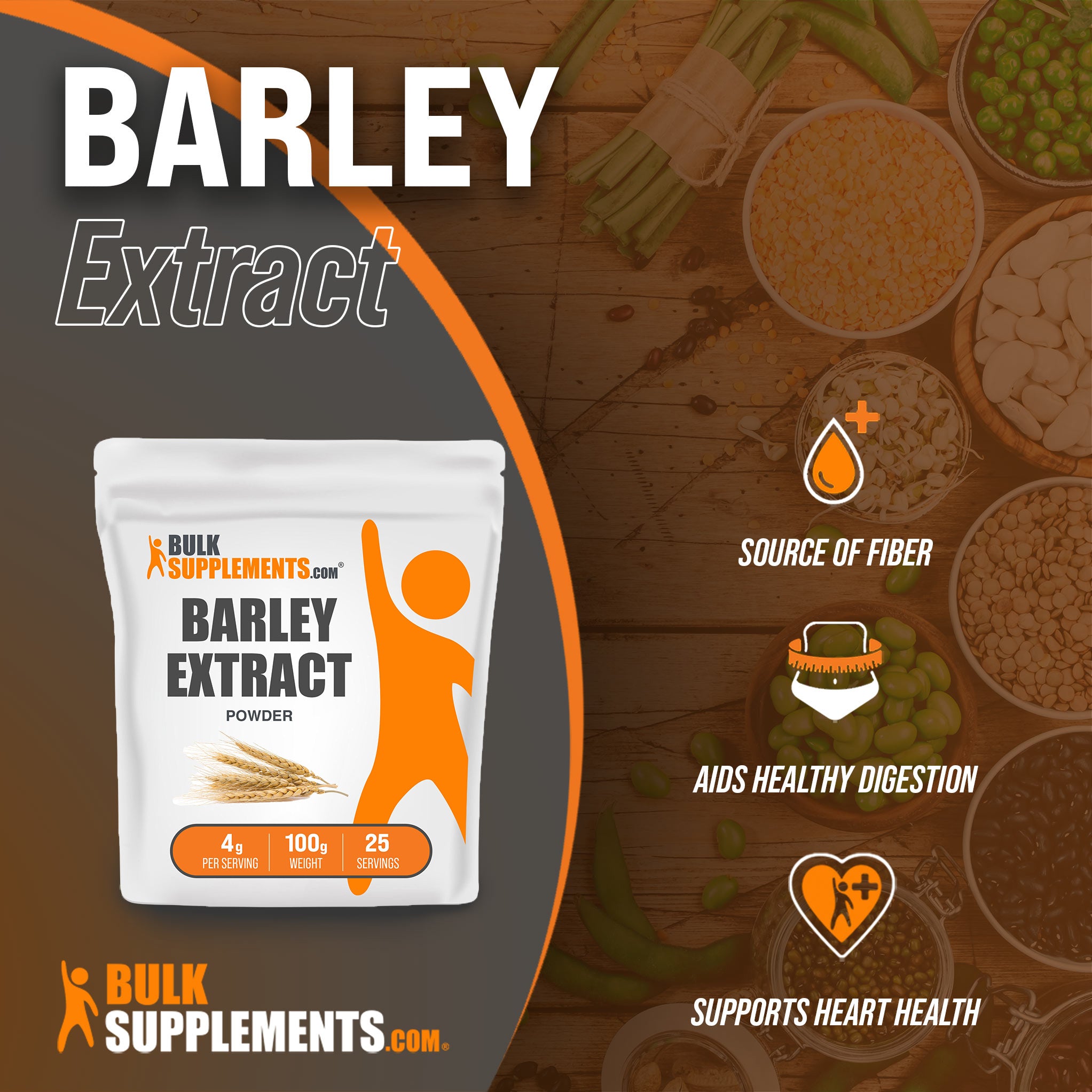 Barley Extract Powder from Bulk Supplements for a good source of fiber 