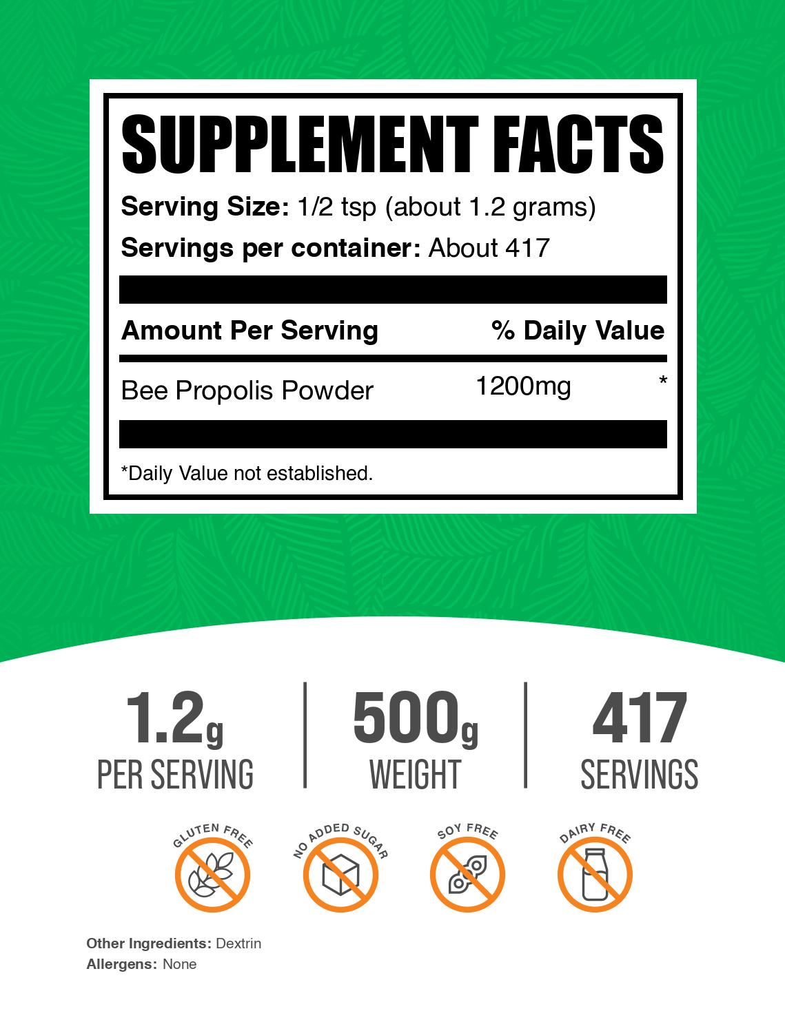 Bee Propolis Powder 500g Label