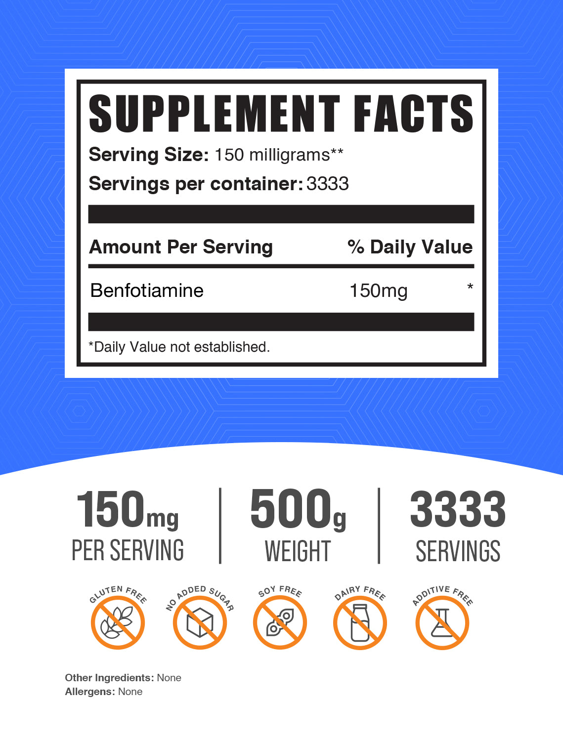 Benfotiamine powder 500g label