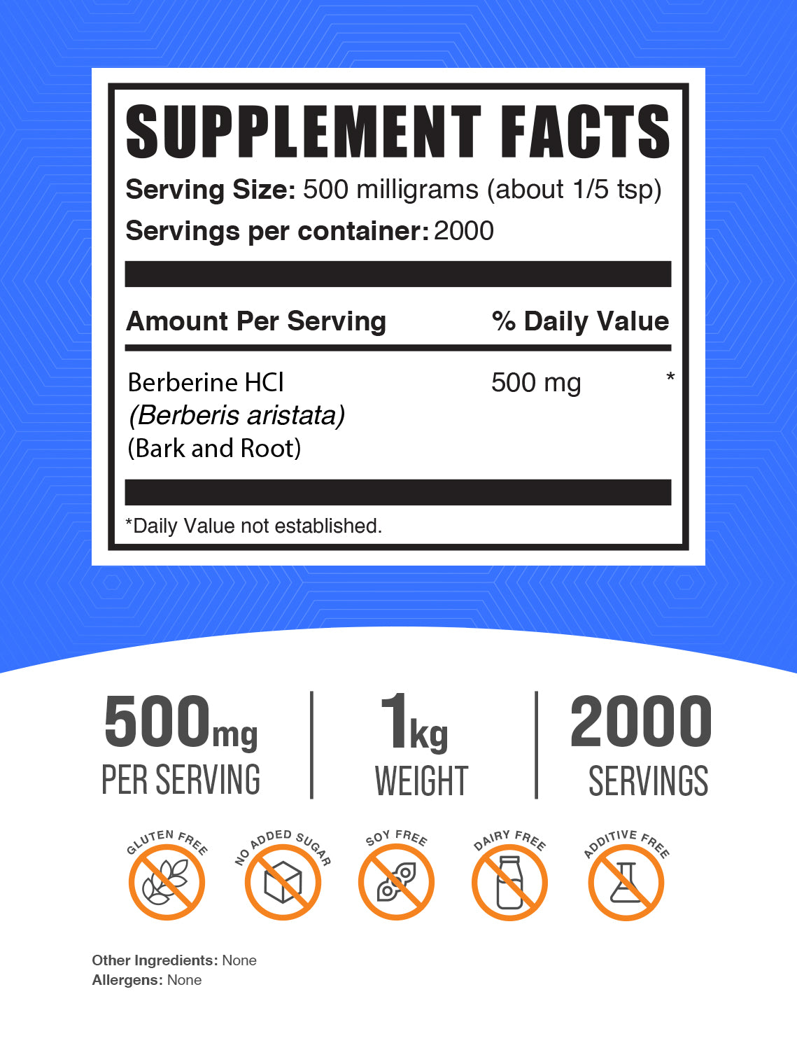 Supplement Facts Berberine HCl powder