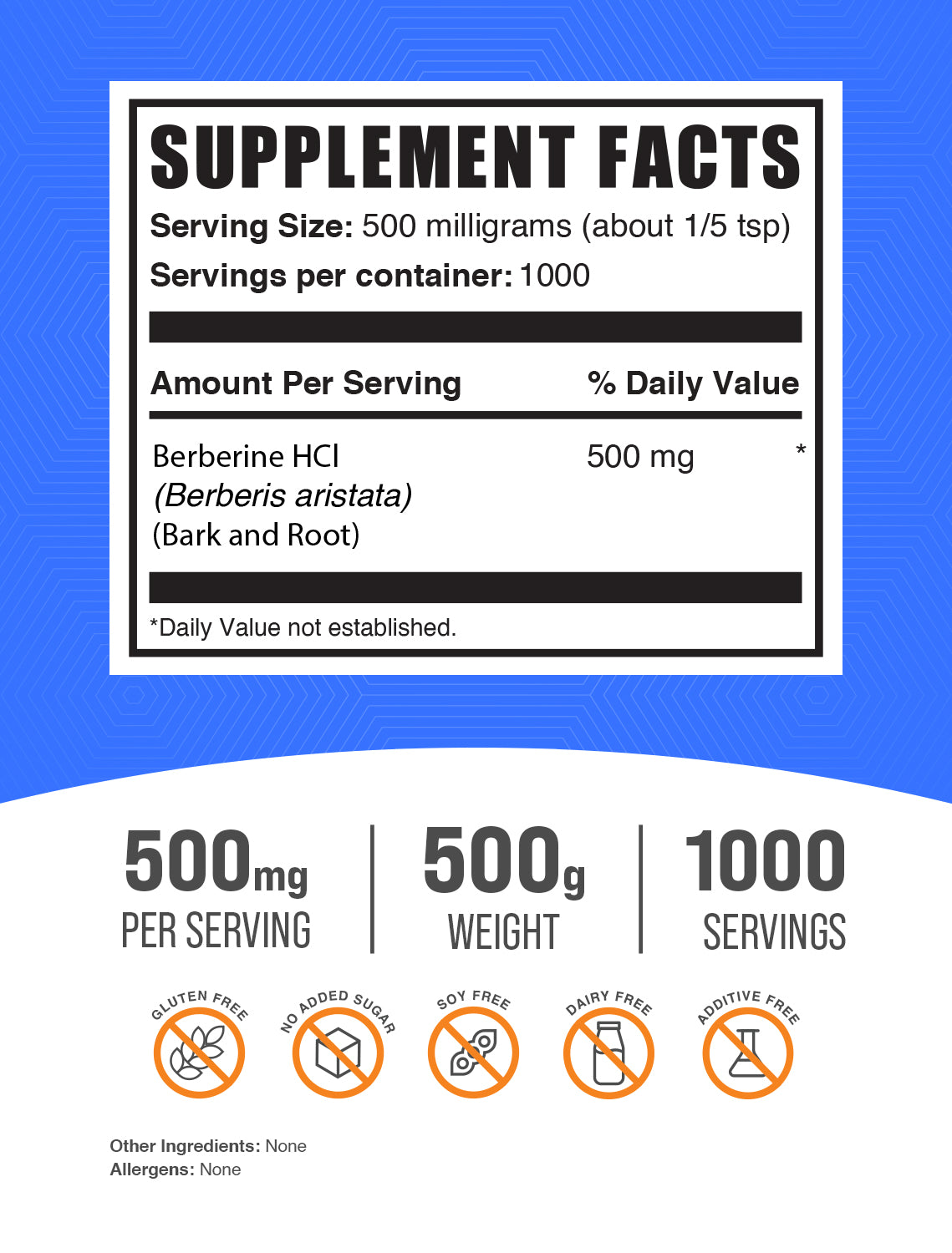 Supplement Facts Berberine HCl powder
