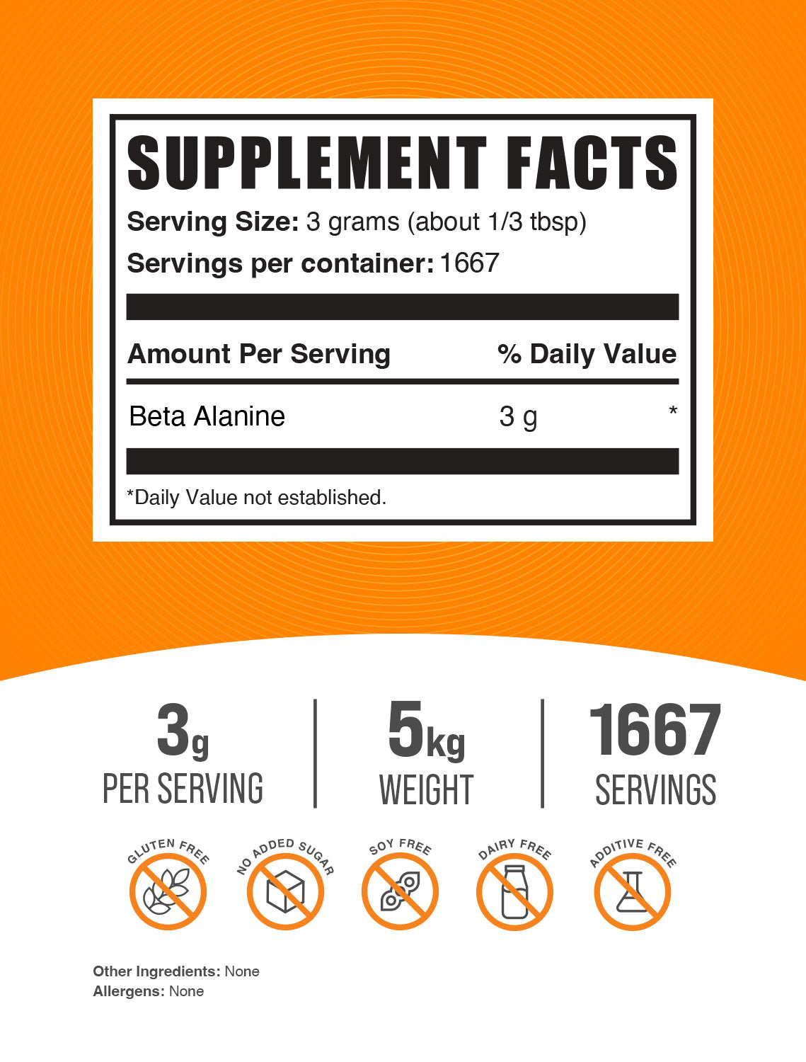 Supplement Facts Beta Alanine Powder 5kg