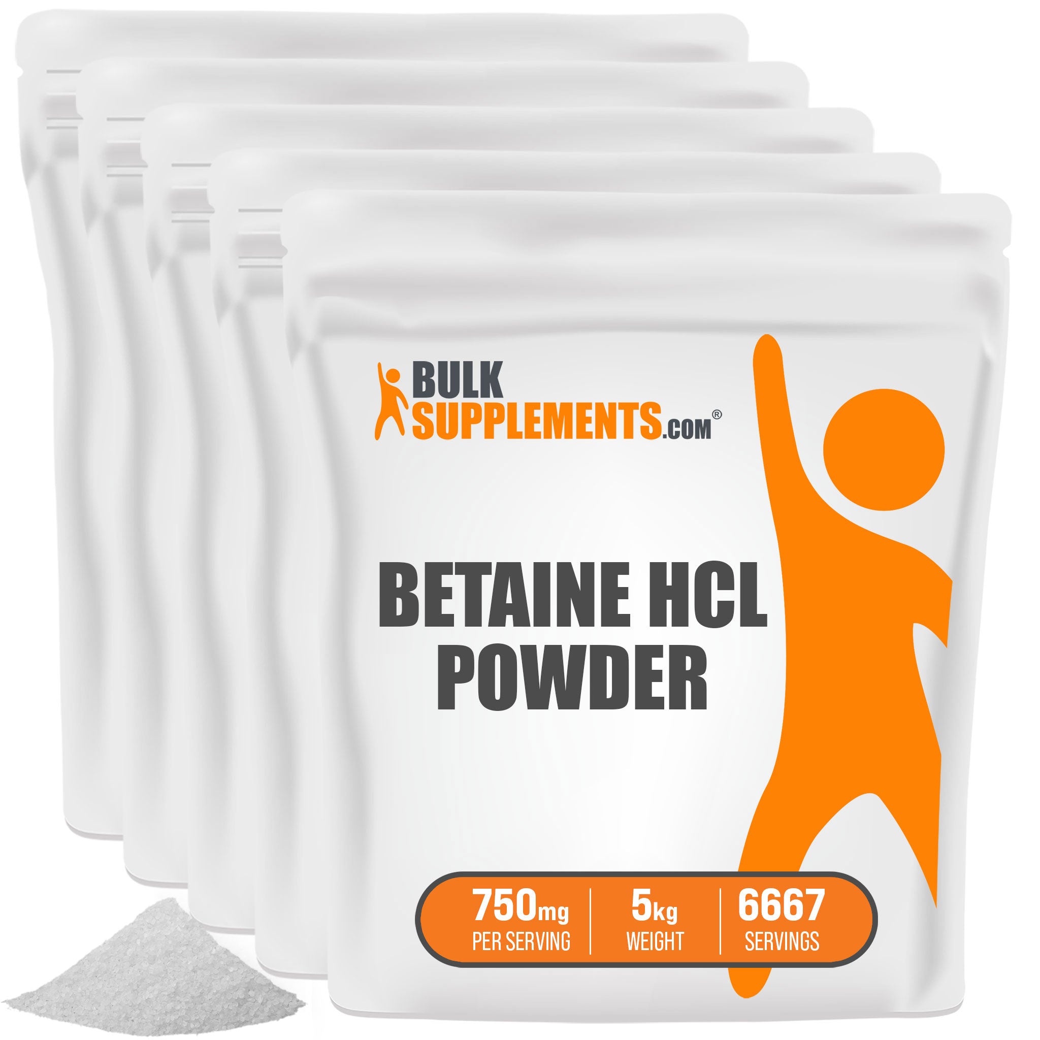 BulkSupplements Betaine HCl Powder 5 Kilograms set of 5 bags