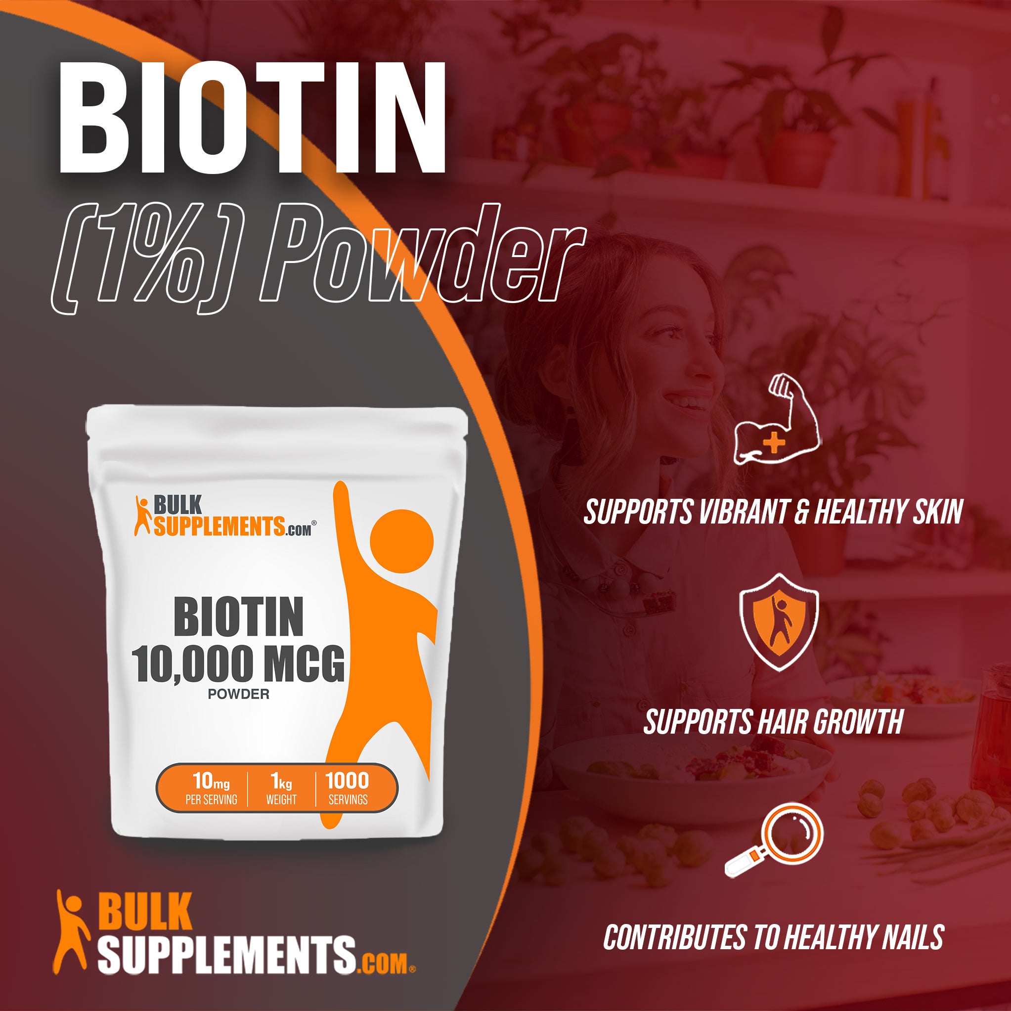 1kg bag of biotin 10000mcg supporting hair skin nails vitamins for women
