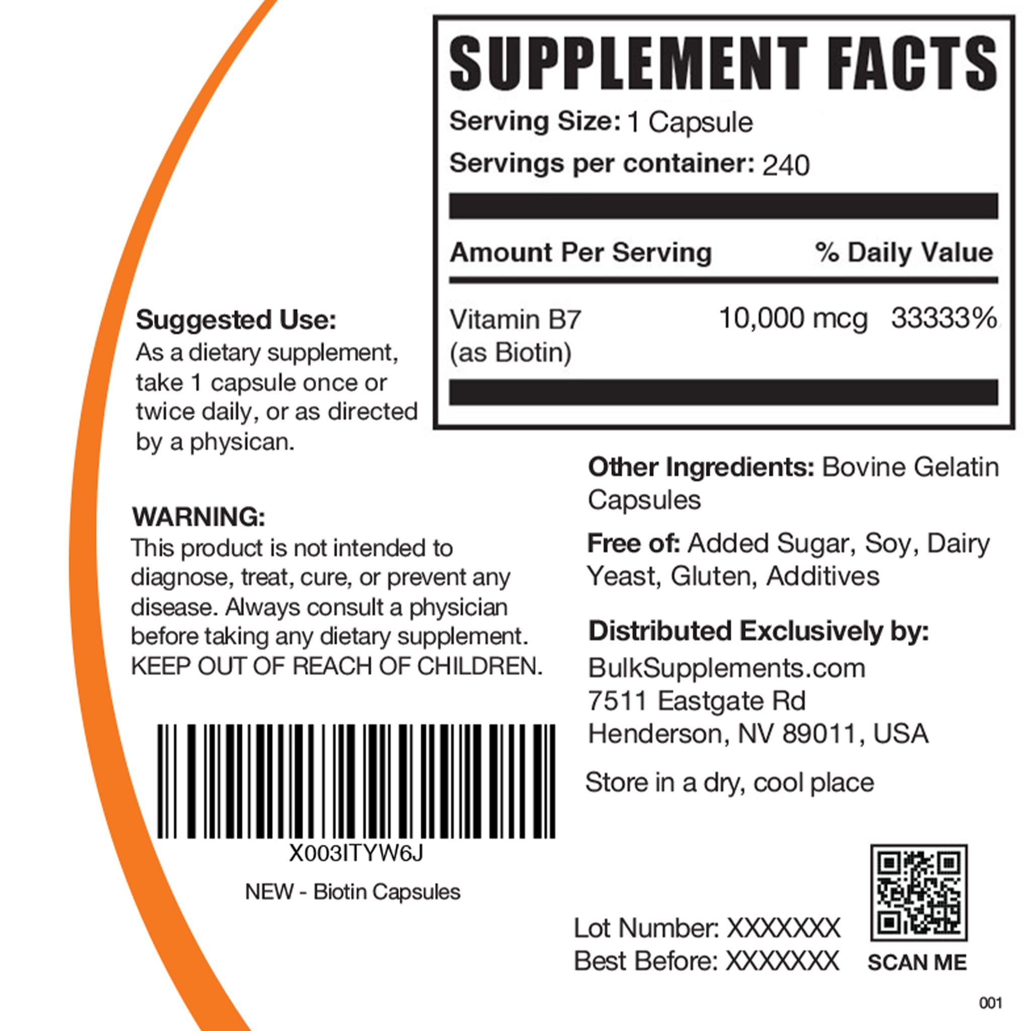 biotin supplement facts