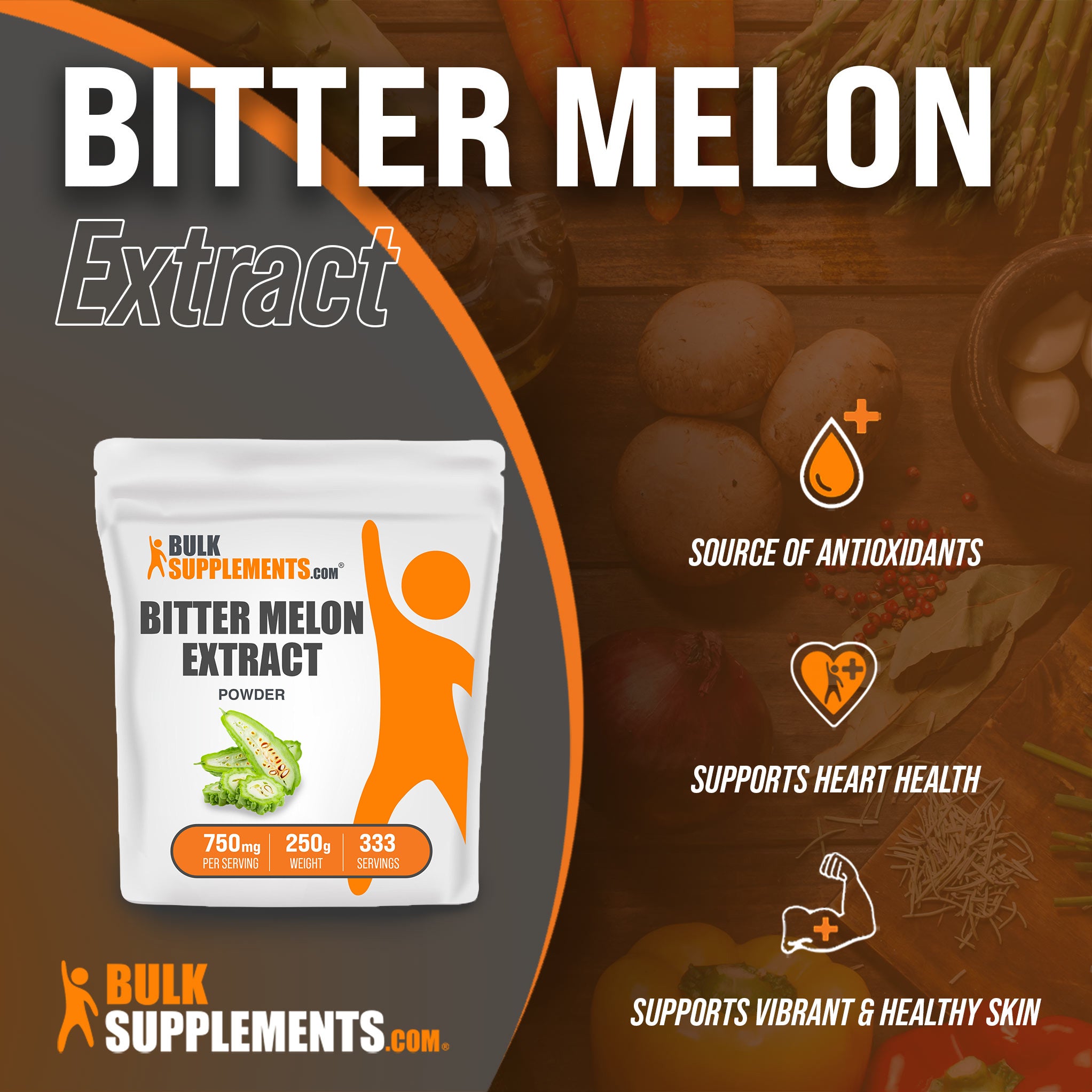 Benefits of Bitter Melon Extract; source of antioxidants, supports heart health, supports vibrant & healthy skin