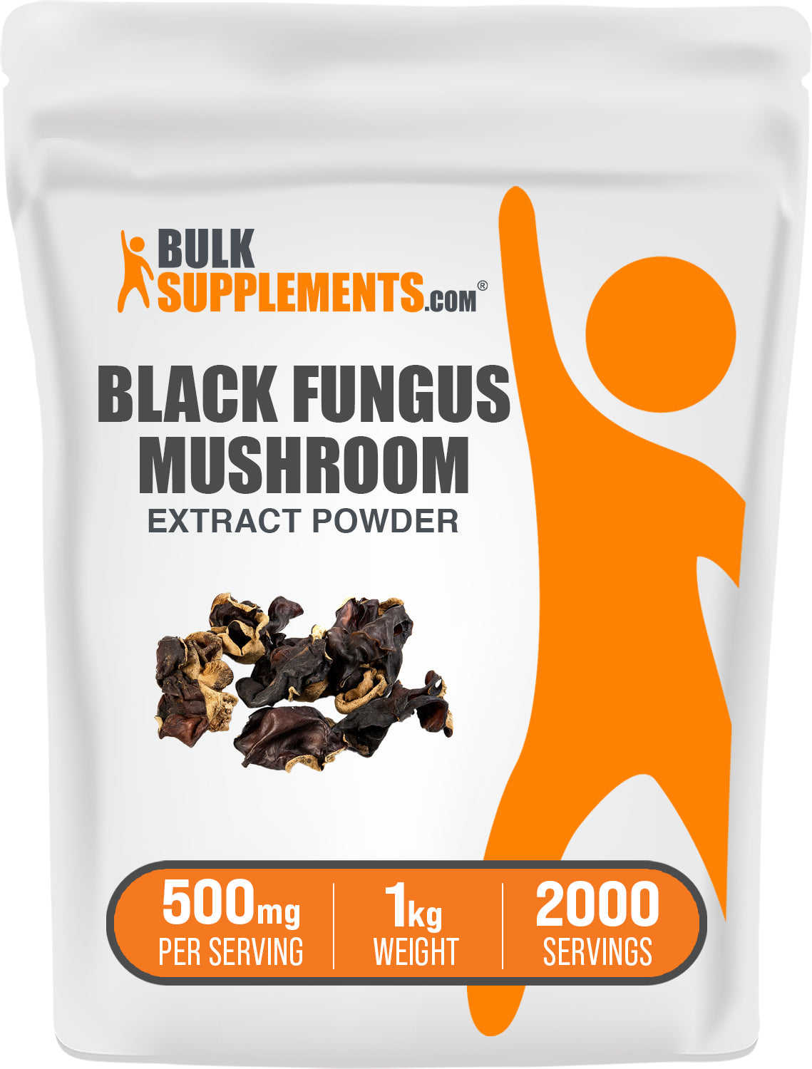 BulkSupplements.com Black Fungus Mushroom Extract Powder 1kg Bag