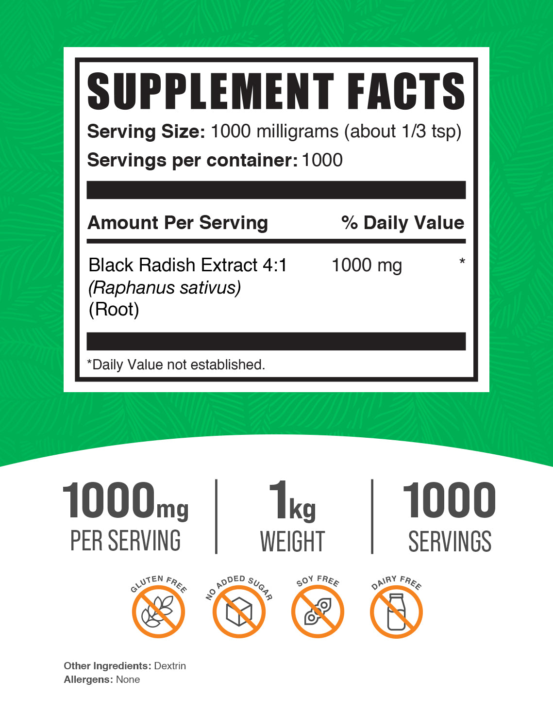 Black Radish Extract 1kg label