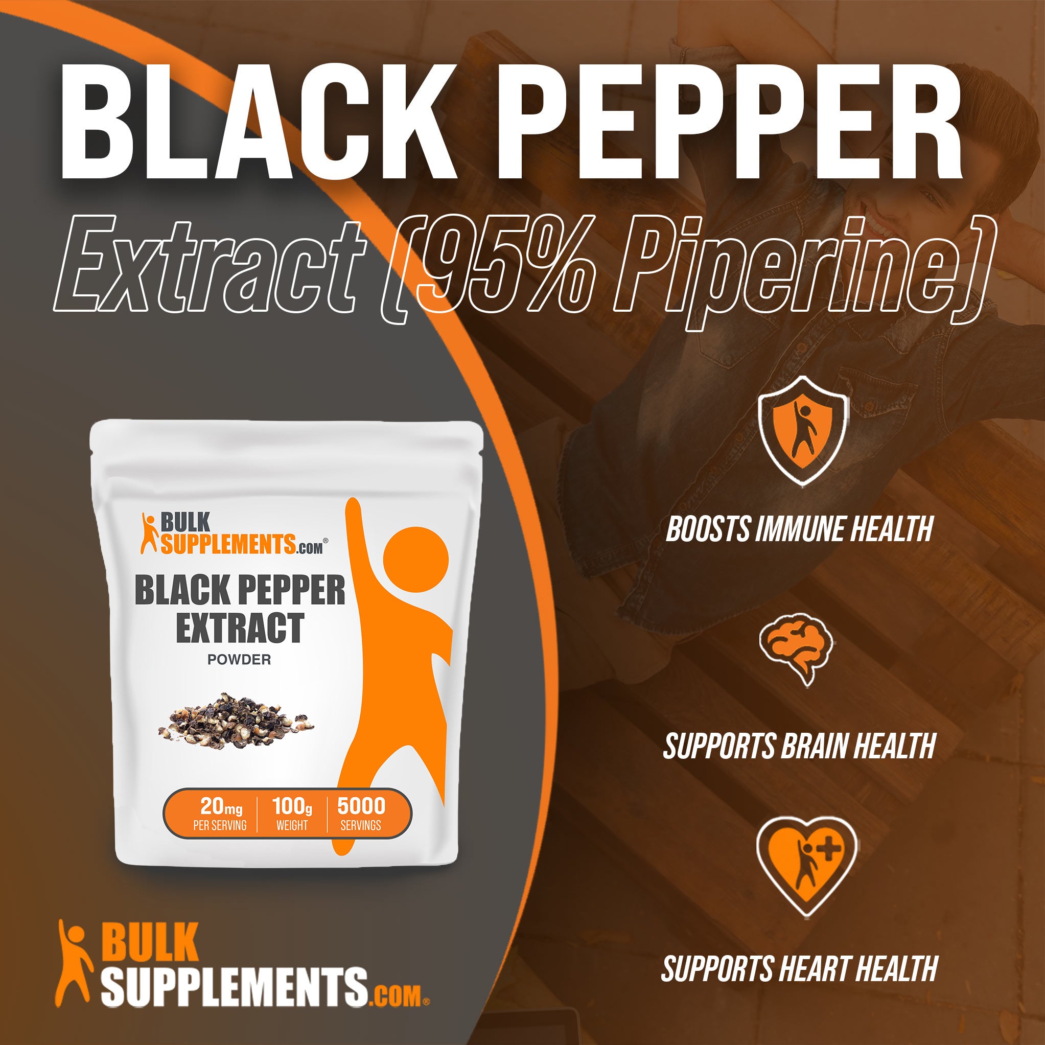 100g bags of black pepper extract are a great source of piperine