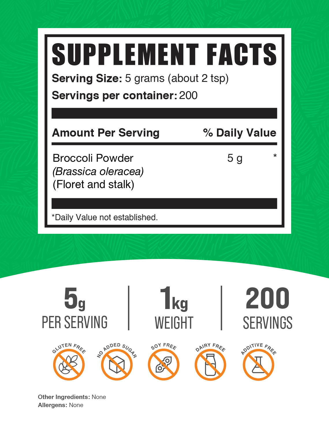 Broccoli Powder 1kg label