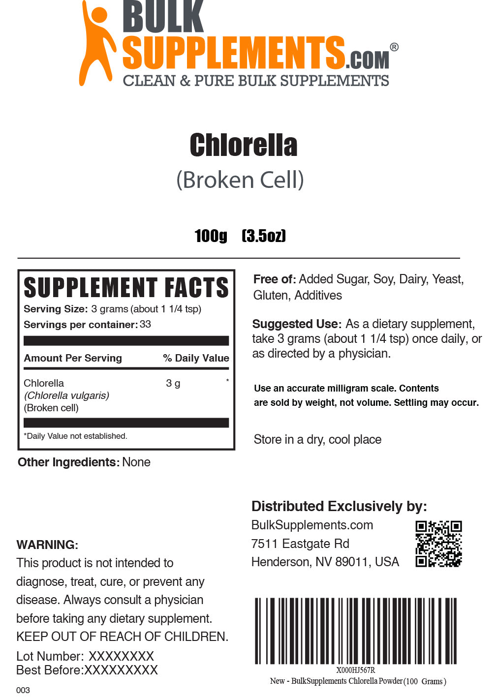 100g of chlorella powder