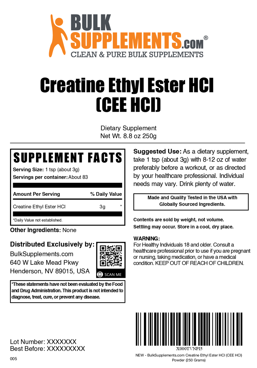 Creatle Cee Creatine Ethyl Ester HCL | CEE Powder | Creatine Supplement