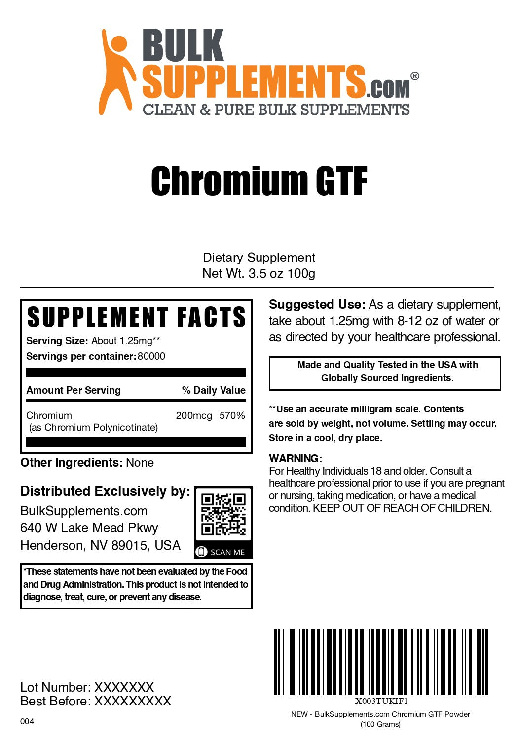 Chromium GTF Powder 100g