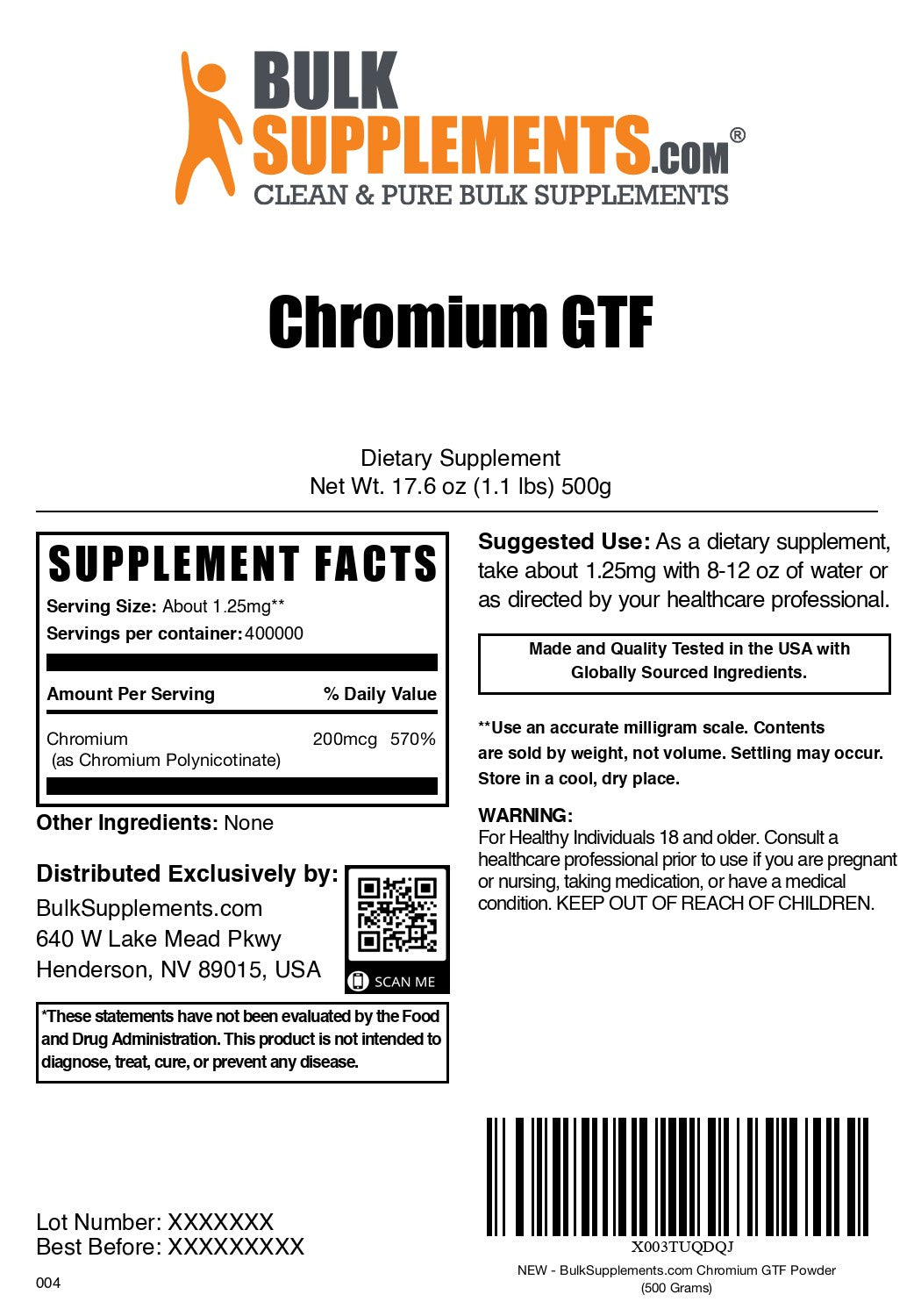 Chromium GTF Powder 500g