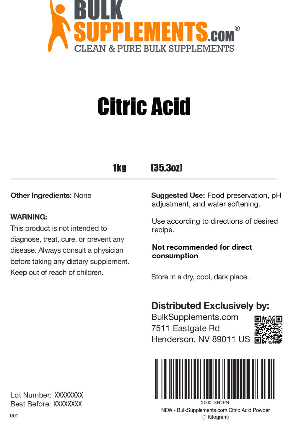 Acide Citrique Poudre 1kg (Préco)