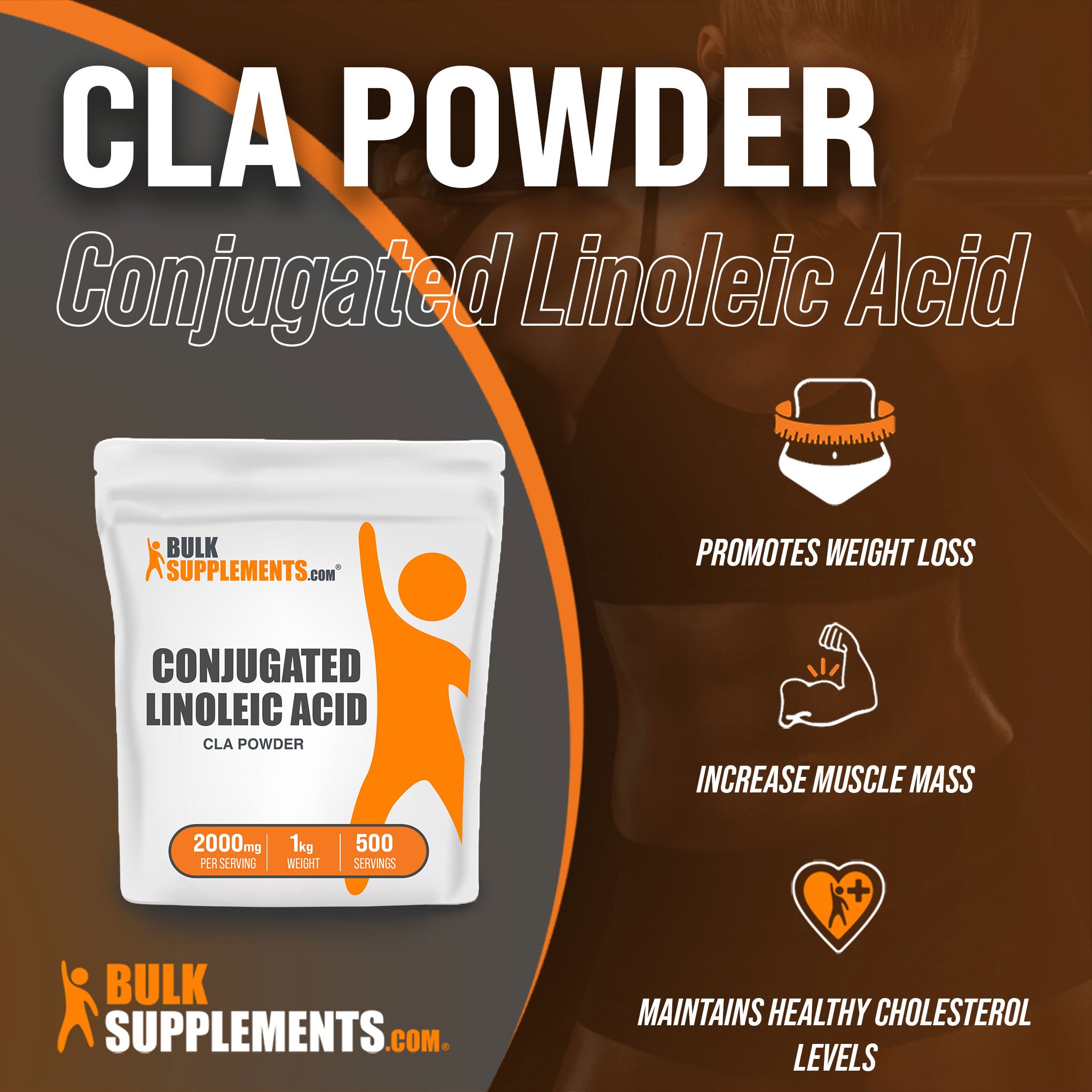 Benefits of CLA Powder; promotes weight loss, increase muscle mass, maintains healthy cholesterol levels