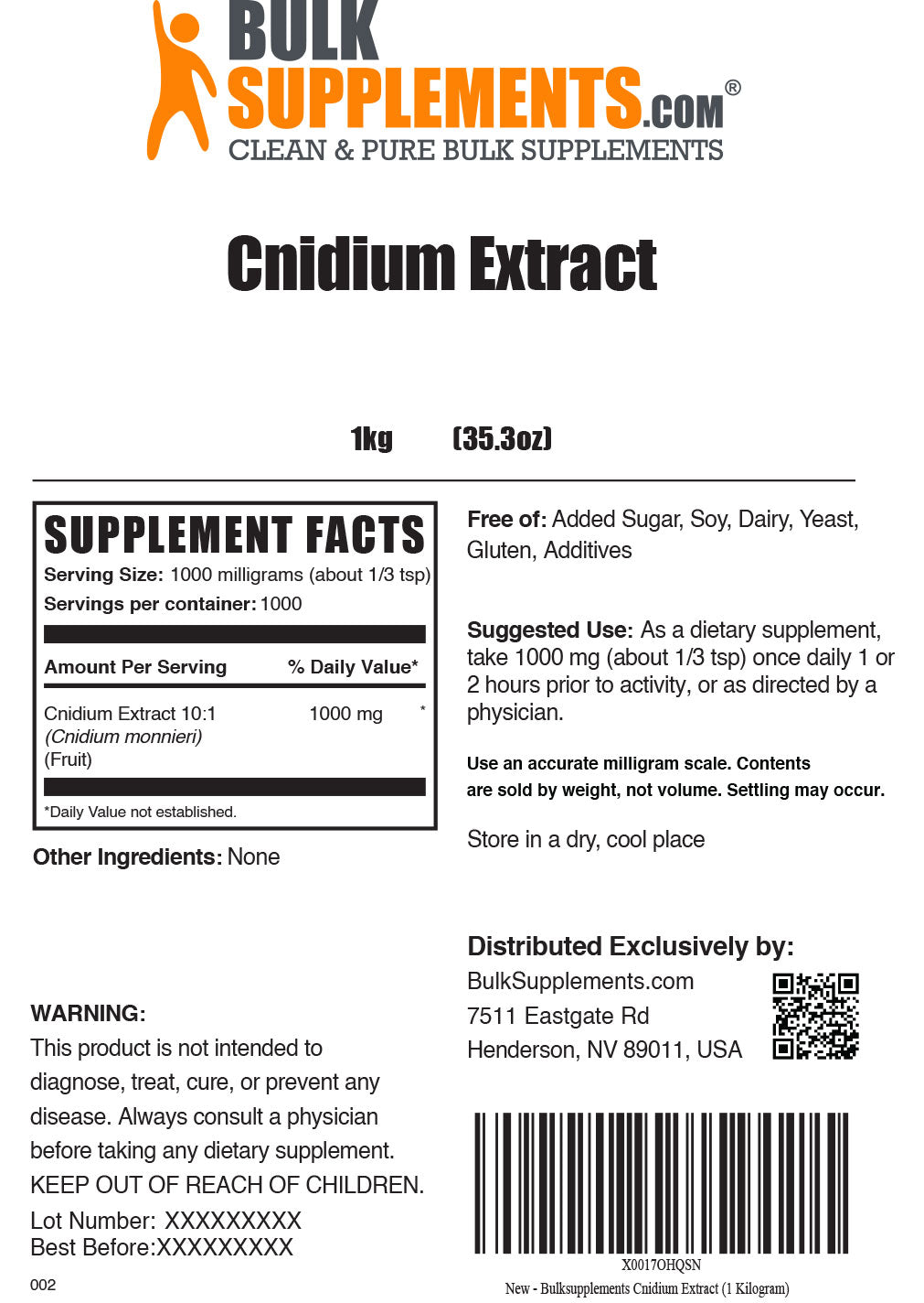1kg cnidium monnieri extract supplement facts