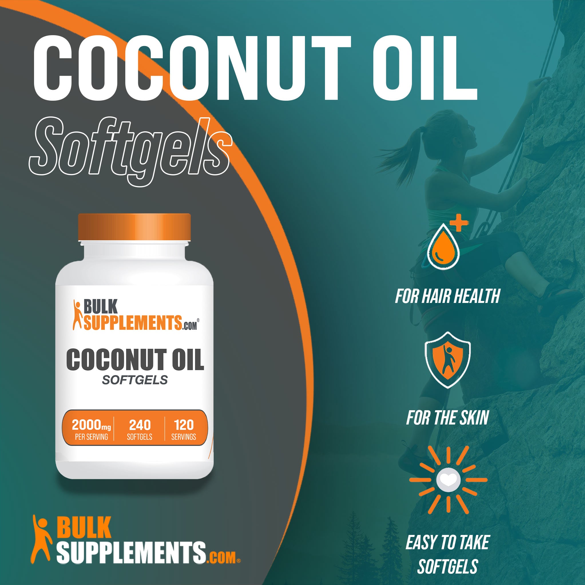 Coconut Oil Softgels 240 ct Main Benefits Image