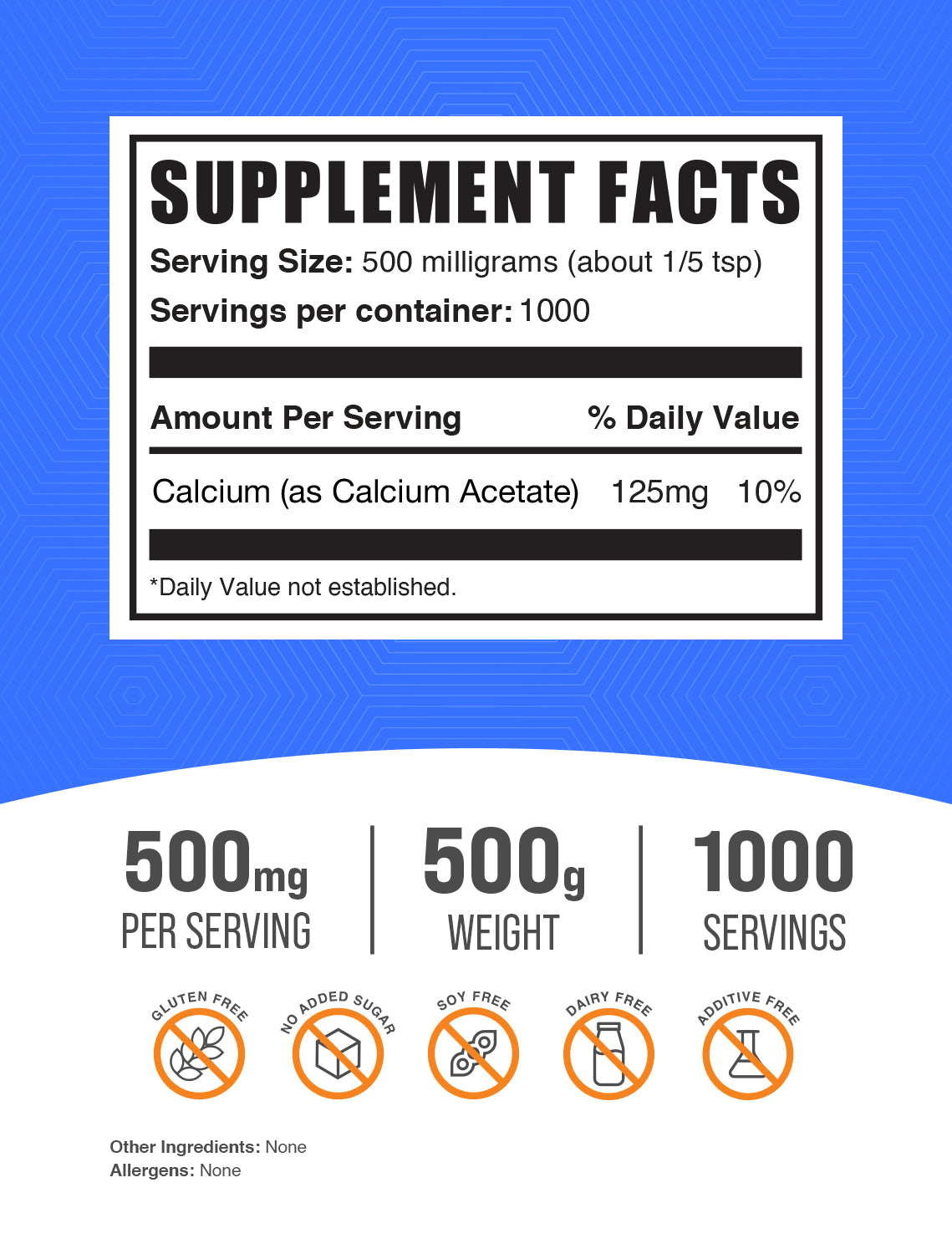 Calcium Acetate 500g label