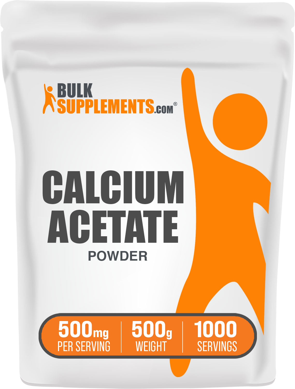BulkSupplements.com Calcium Acetate Powder 500g Bag