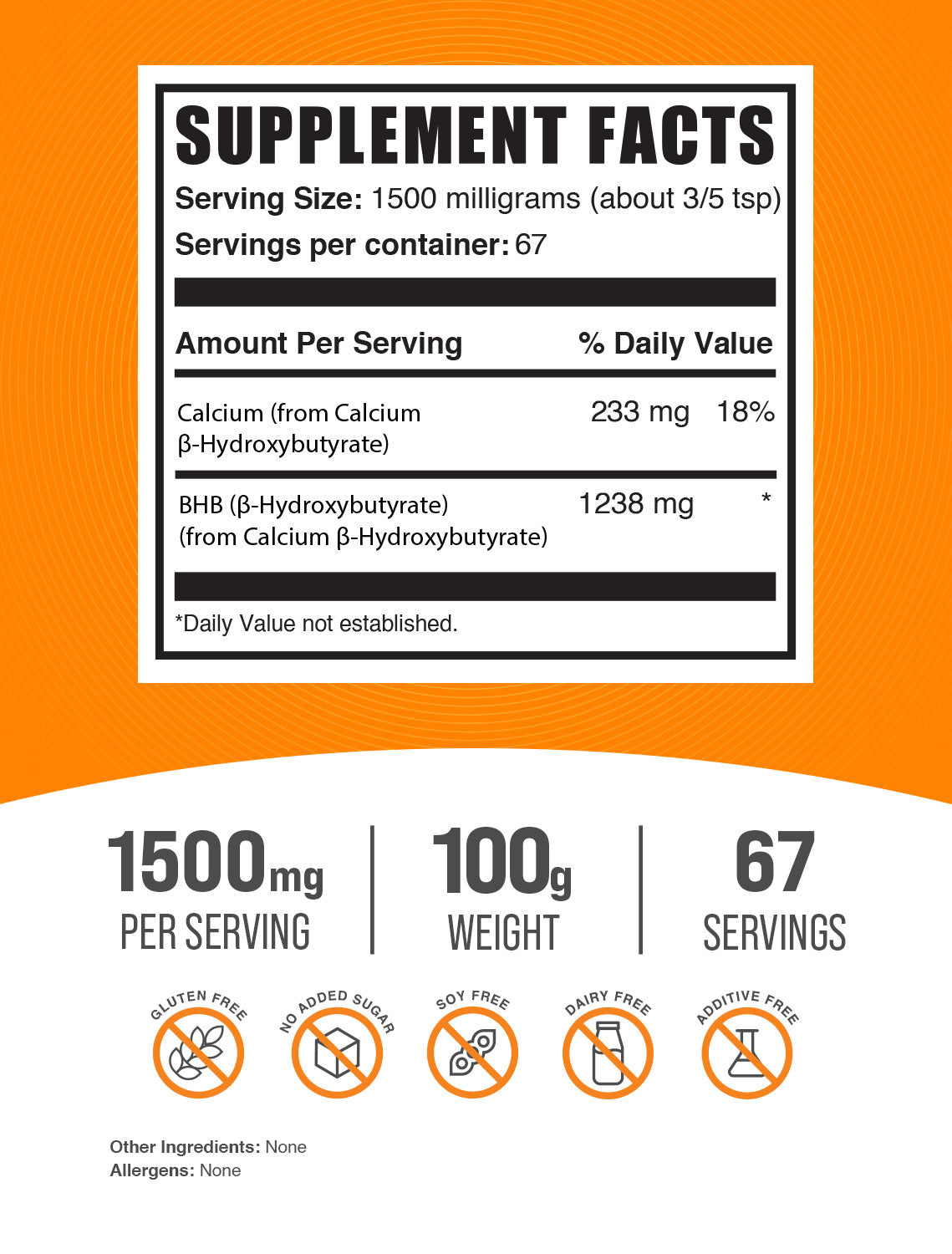 Calcium BHB powder label 100g