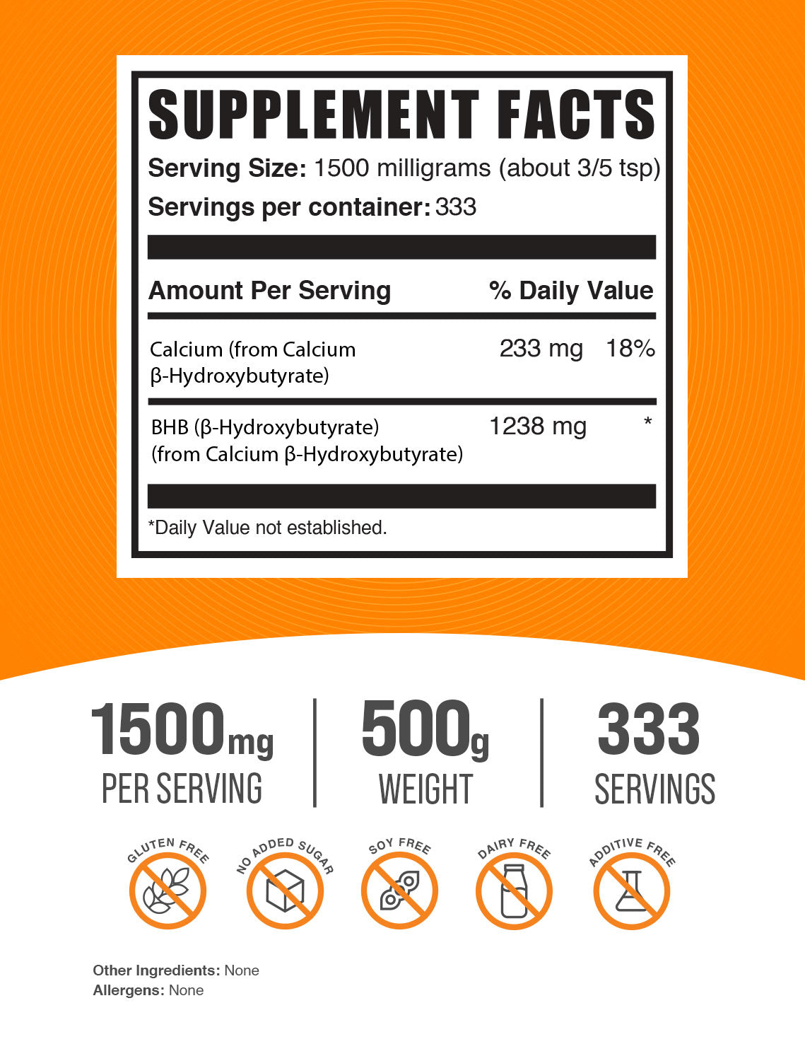 Calcium BHB powder label 500g