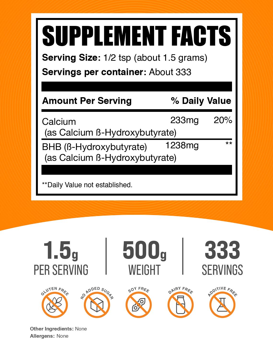 Calcium BHB powder label 500g