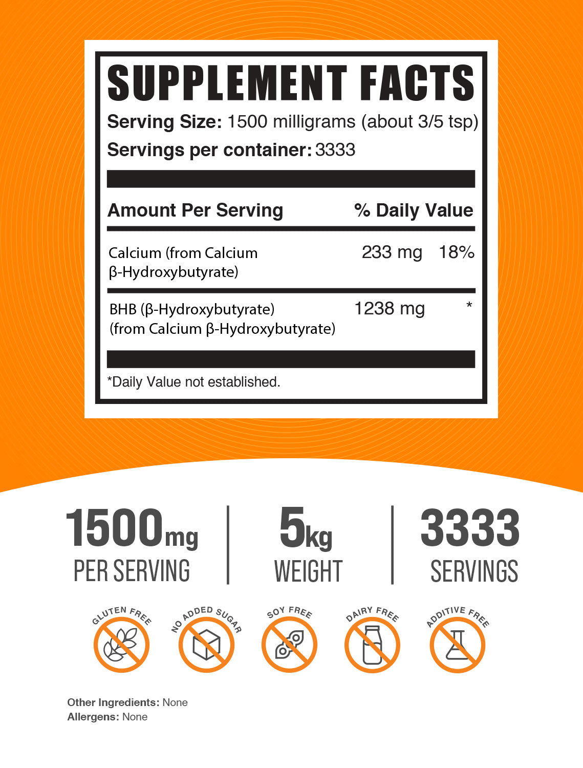 Calcium BHB powder label 5kg