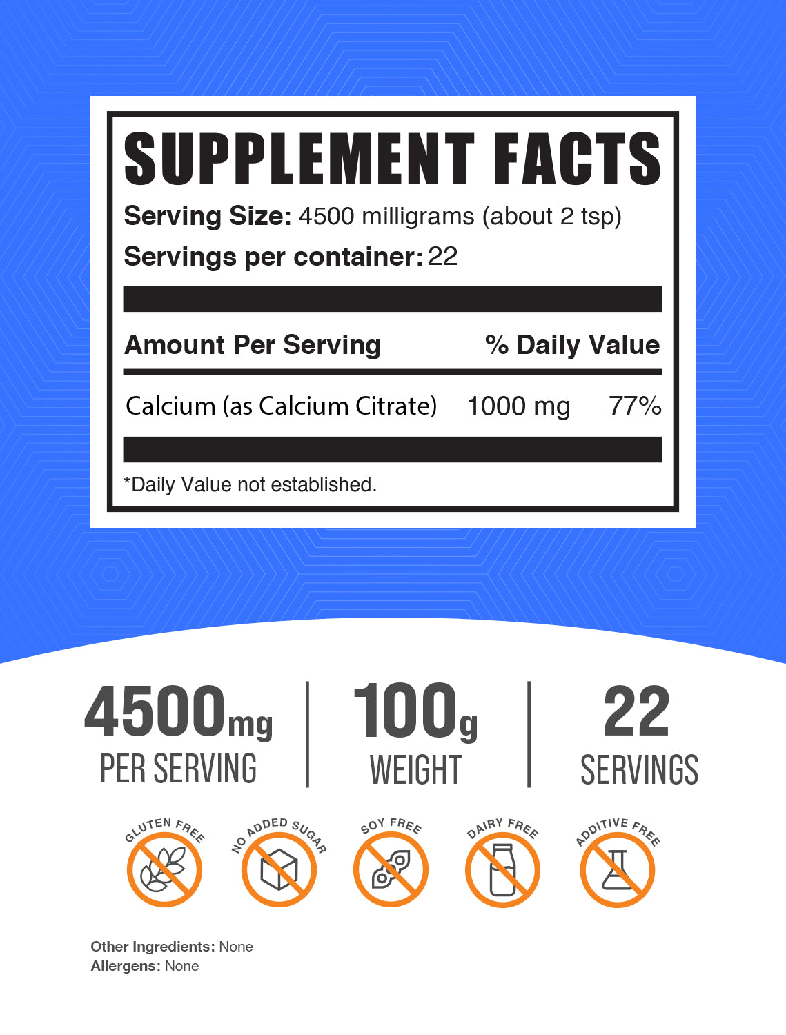 Supplement Facts Calcium Citrate Powder