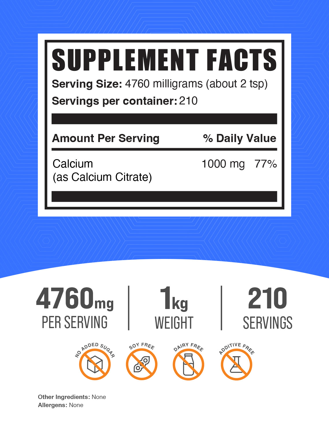 Supplement Facts Calcium Citrate Powder 1kg