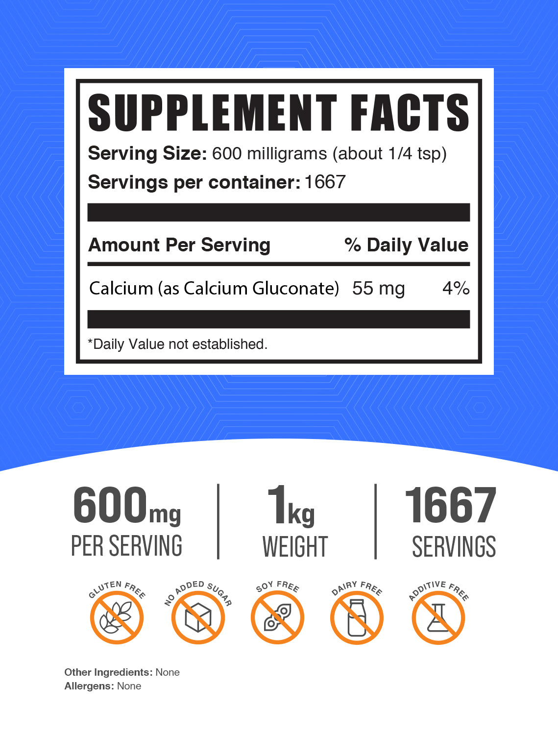 Supplement Facts Calcium Gluconate powder