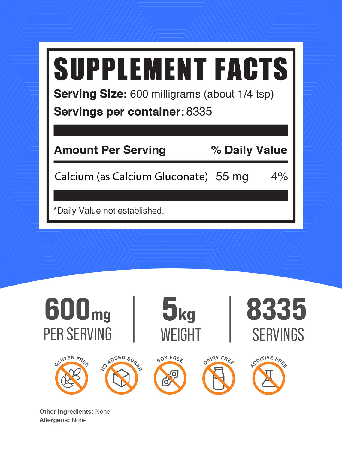 Supplement Facts Calcium Gluconate powder