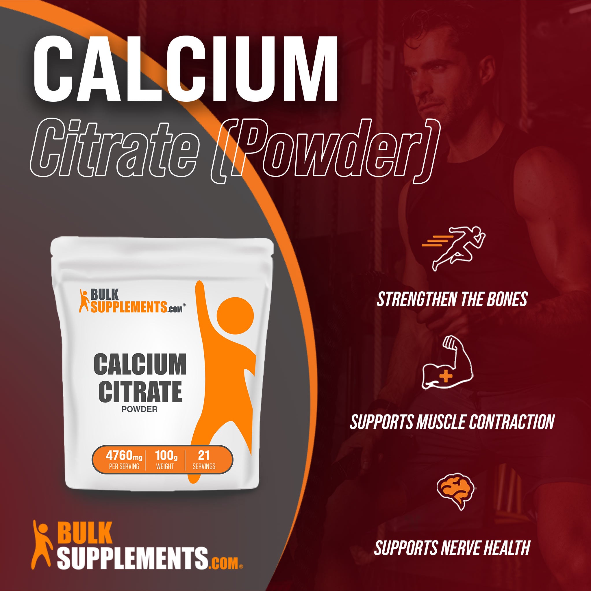 Benefits of Calcium Citrate Powder; strengthen the bones, supports muscle contraction, supports nerve health