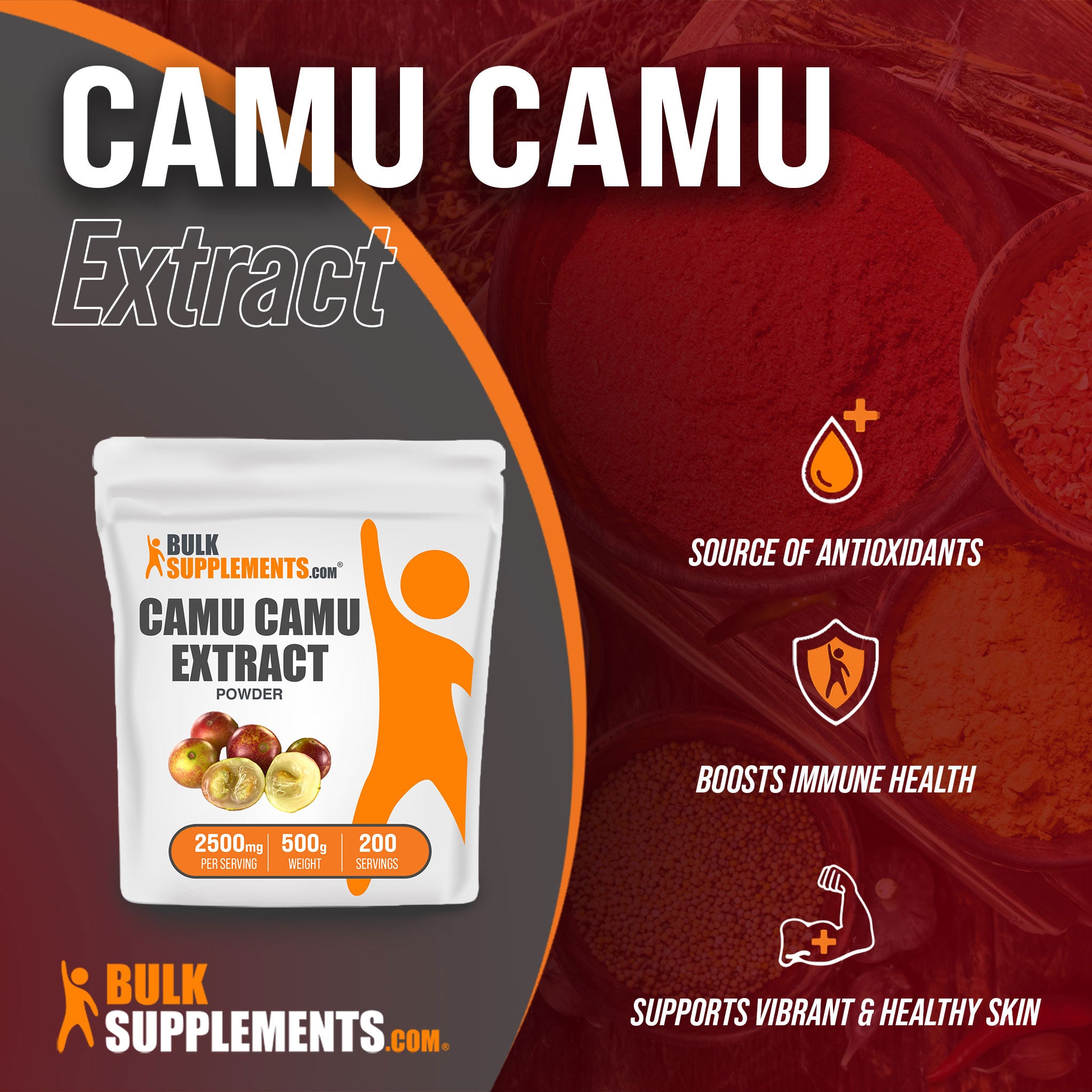 Benefits of Camu Camu Extract; source of antioxidants, boosts immune health, supports vibrant & healthy skin