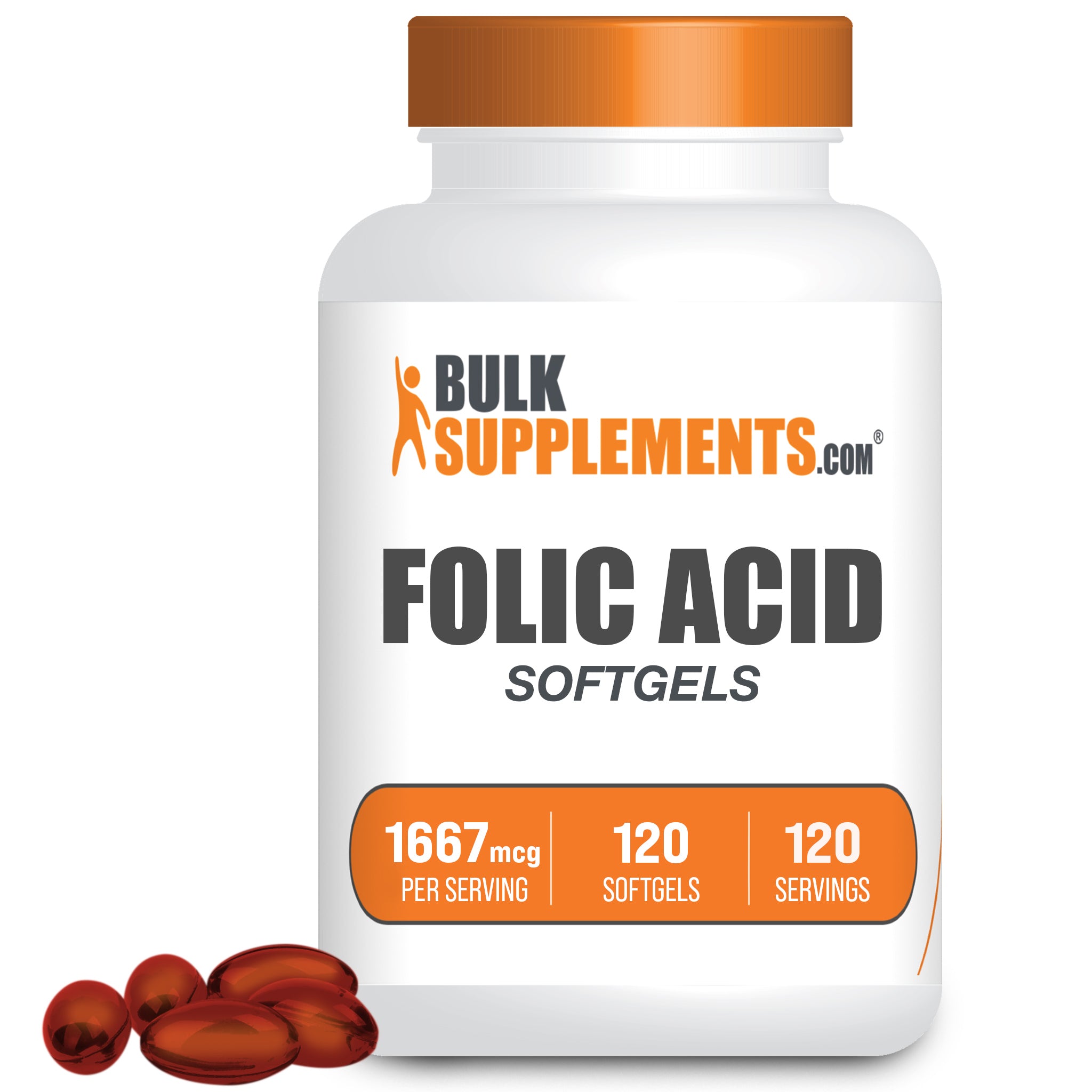 BulkSupplements Folic Acid 1667mcg 120 Softgels bottle