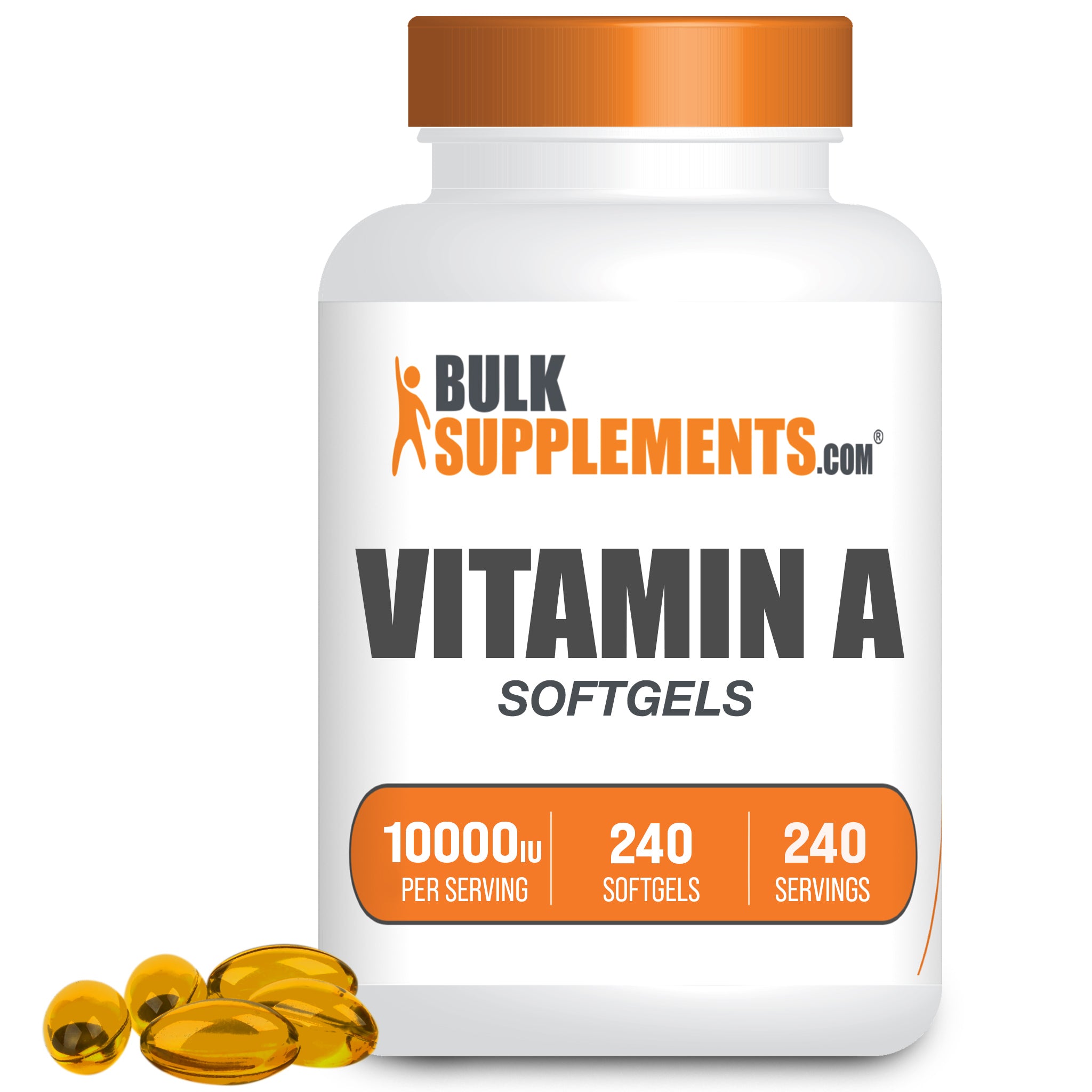 BulkSupplements Vitamin A Softgels 10000iu 240 softgels bottle