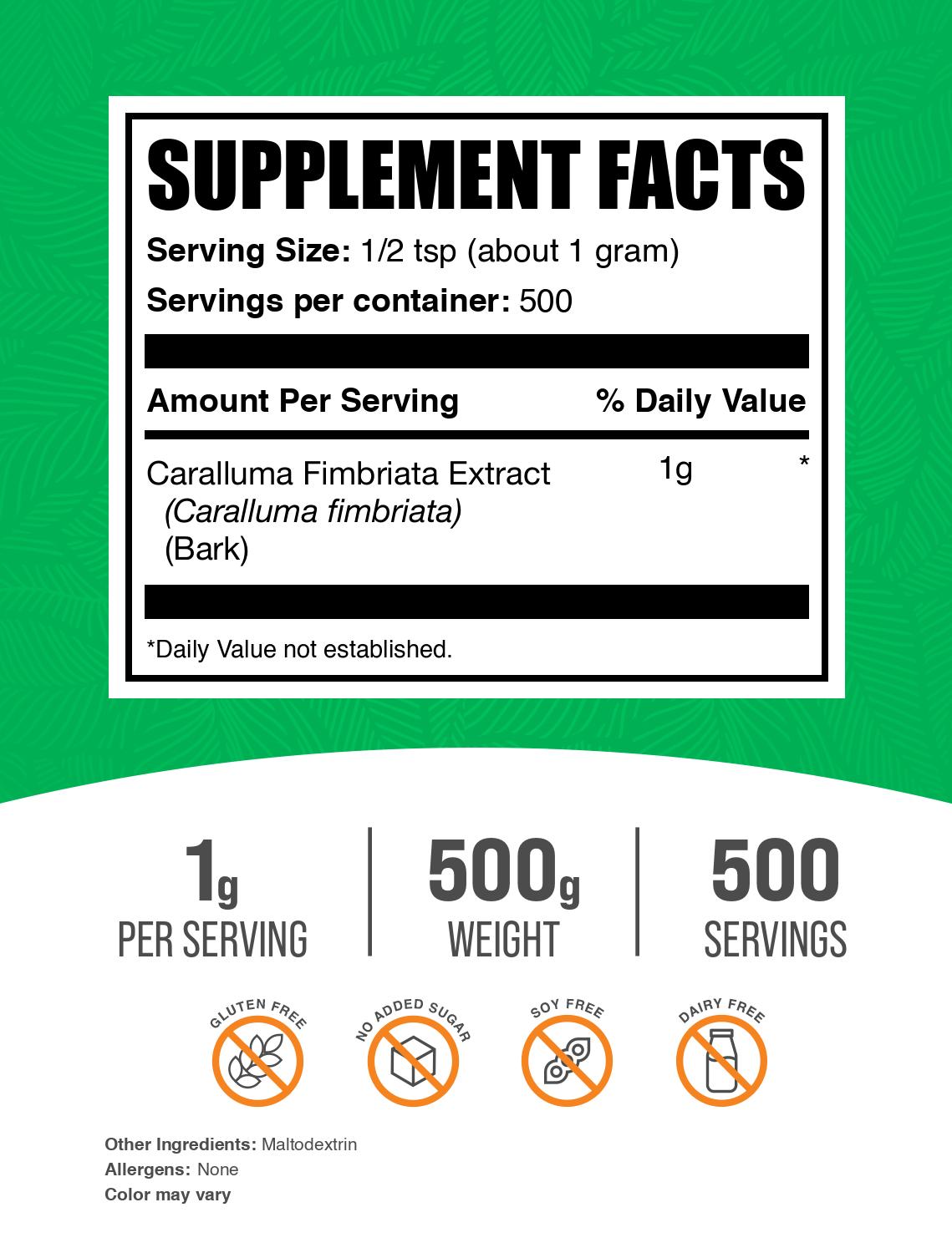 Caralluma Fimbriata Extract Powder 500g Label