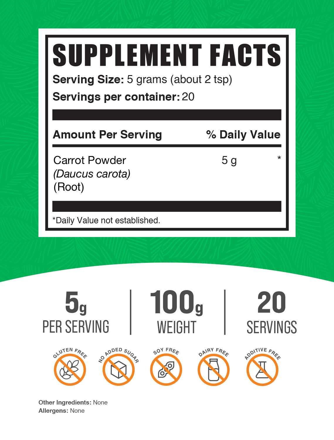 Carrot Powder 100g label