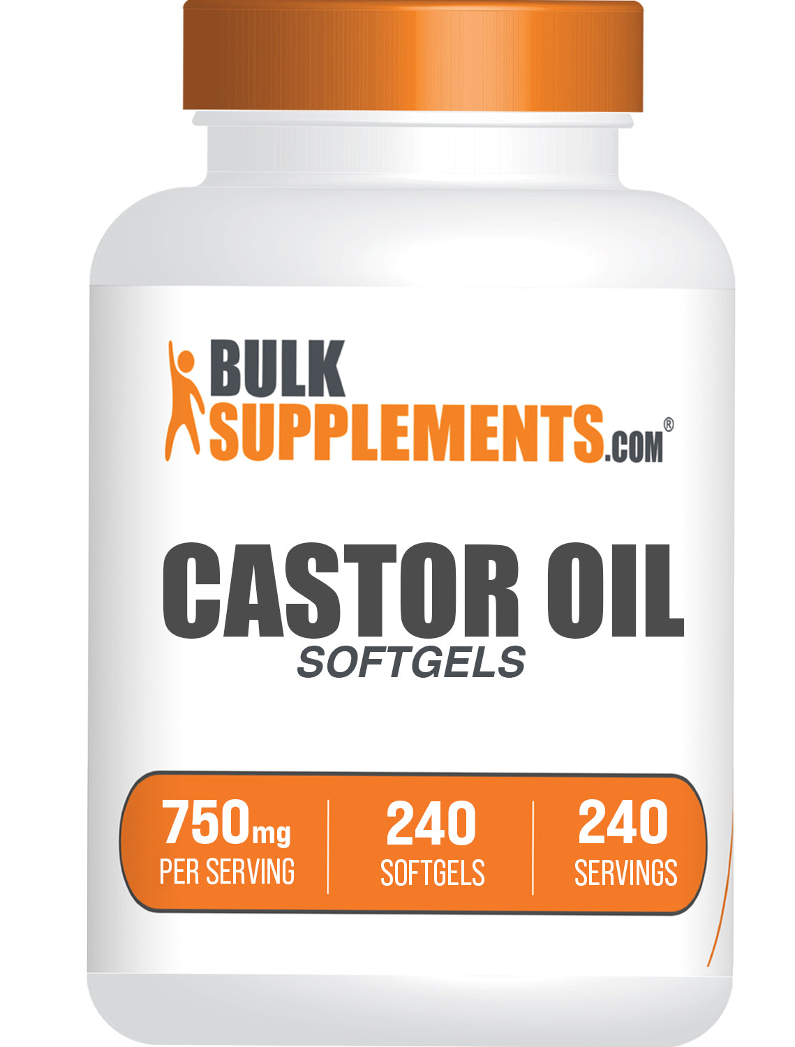 BulkSupplements.com Castor Oil 240 softgels bottle image