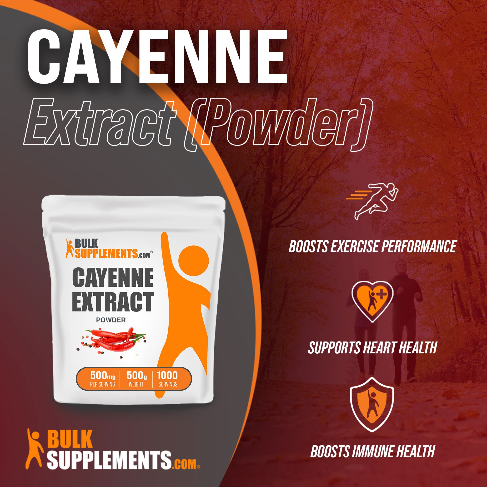 Benefits of Cayenne Extract Powder; boosts exercise performance, supports heart health, boosts immune health