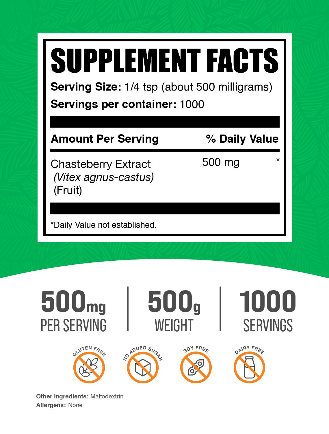 Chasteberry extract powder label 500g