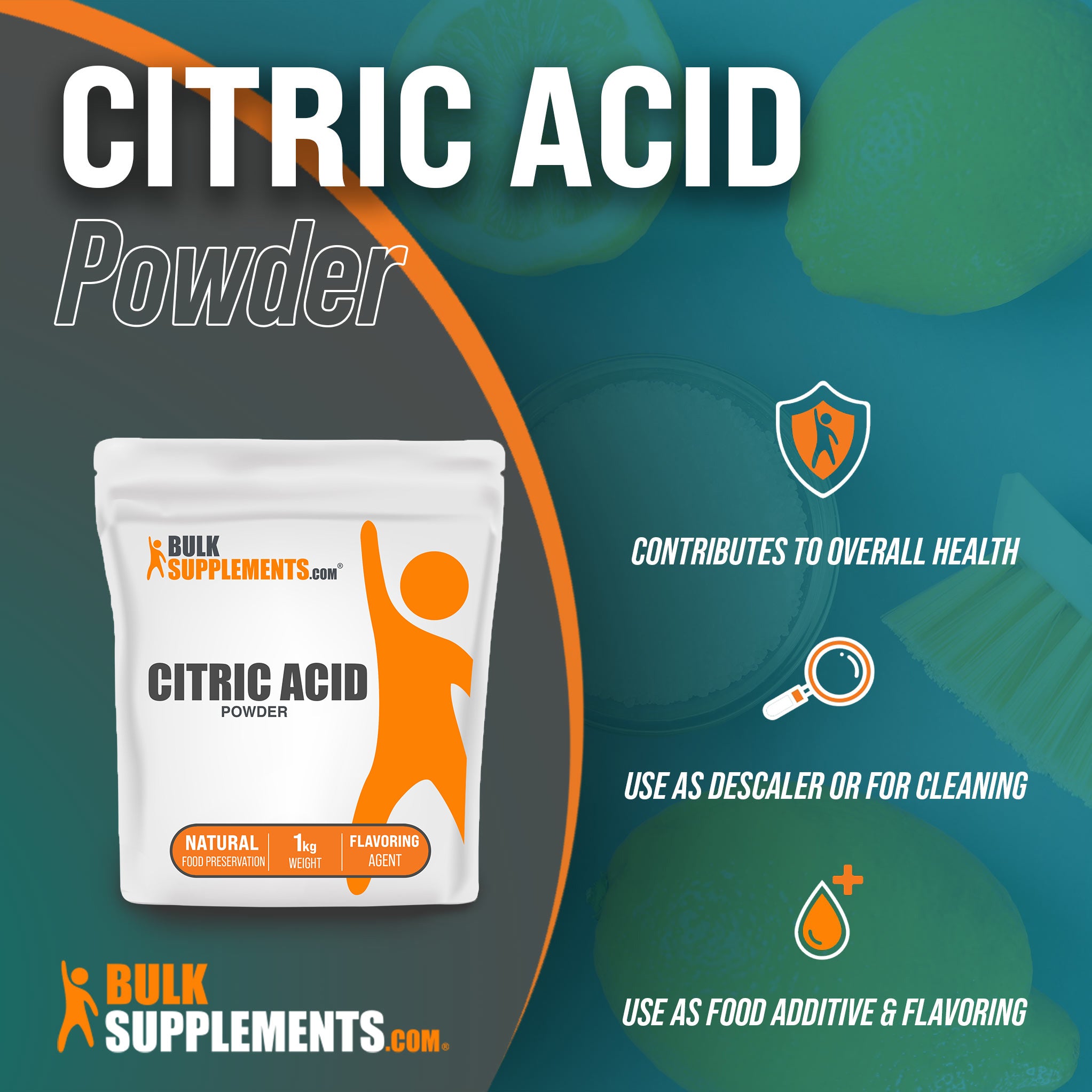 Uses for Citric Acid Powder; use as descaler or for cleaning, use as food additive and flavoring