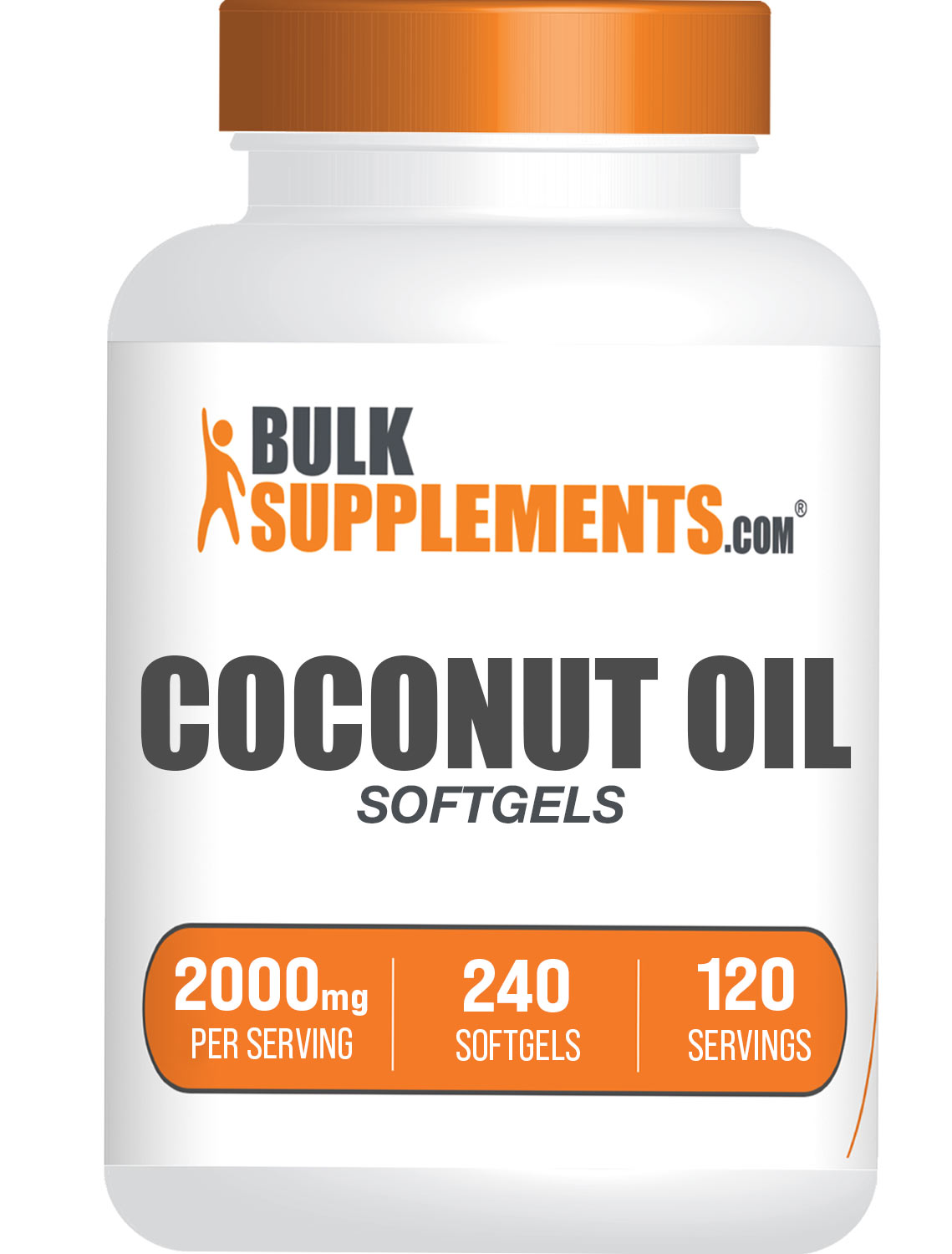 BulkSupplements.com Coconut Oil 240 Softgels Bottle