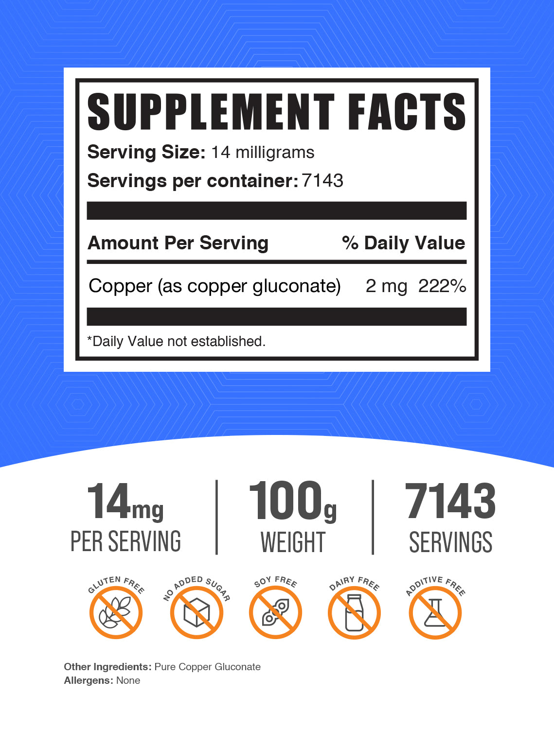 copper gluconate 100g label