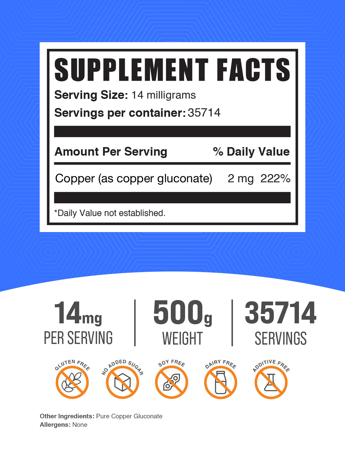 copper gluconate 500g label